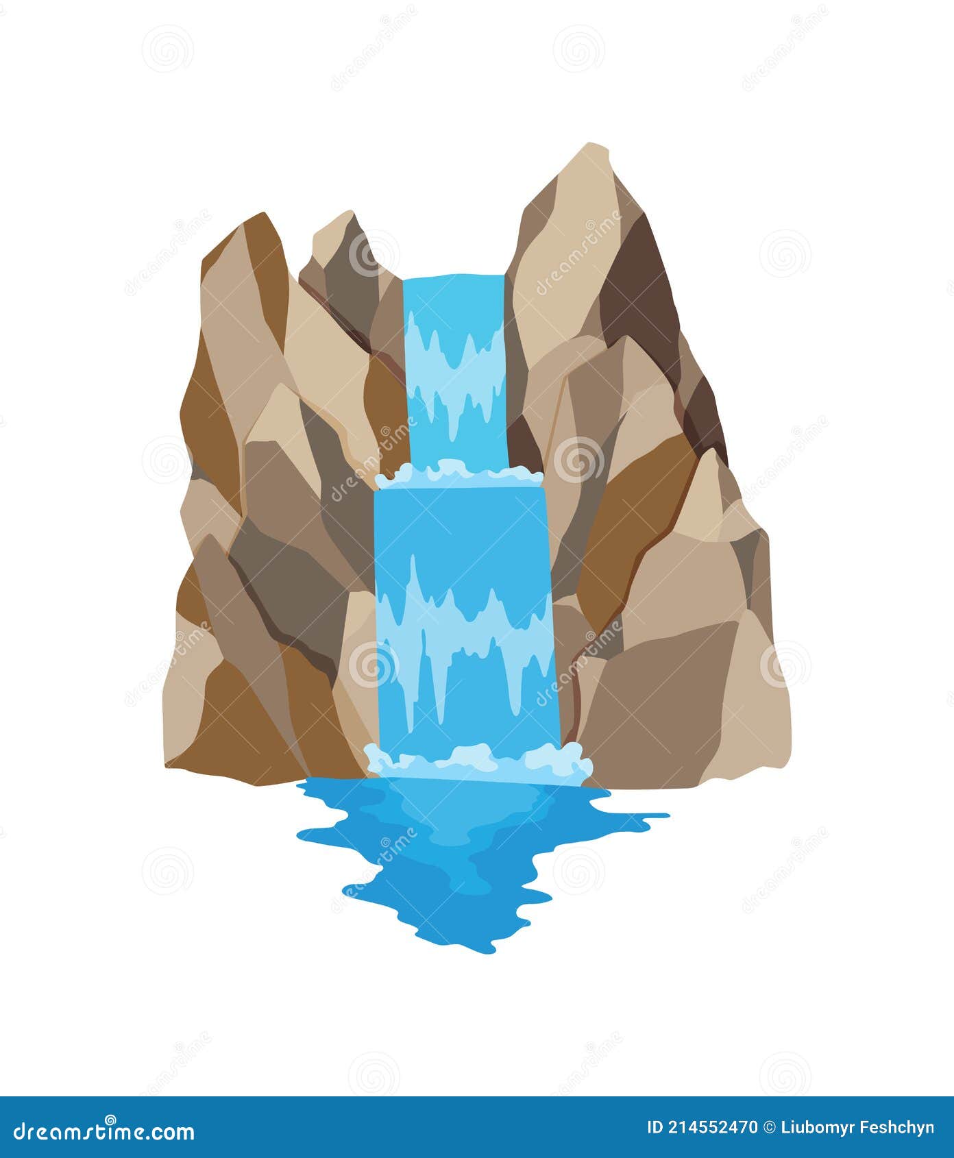 Cachoeira Do Rio Dos Desenhos Animados. Paisagem Com Montanhas E Árvores.  Elemento De Design Para Brochura De Viagem Ou Ilustração Jogo Móvel. Água  Natural Fresca Royalty Free SVG, Cliparts, Vetores, e Ilustrações