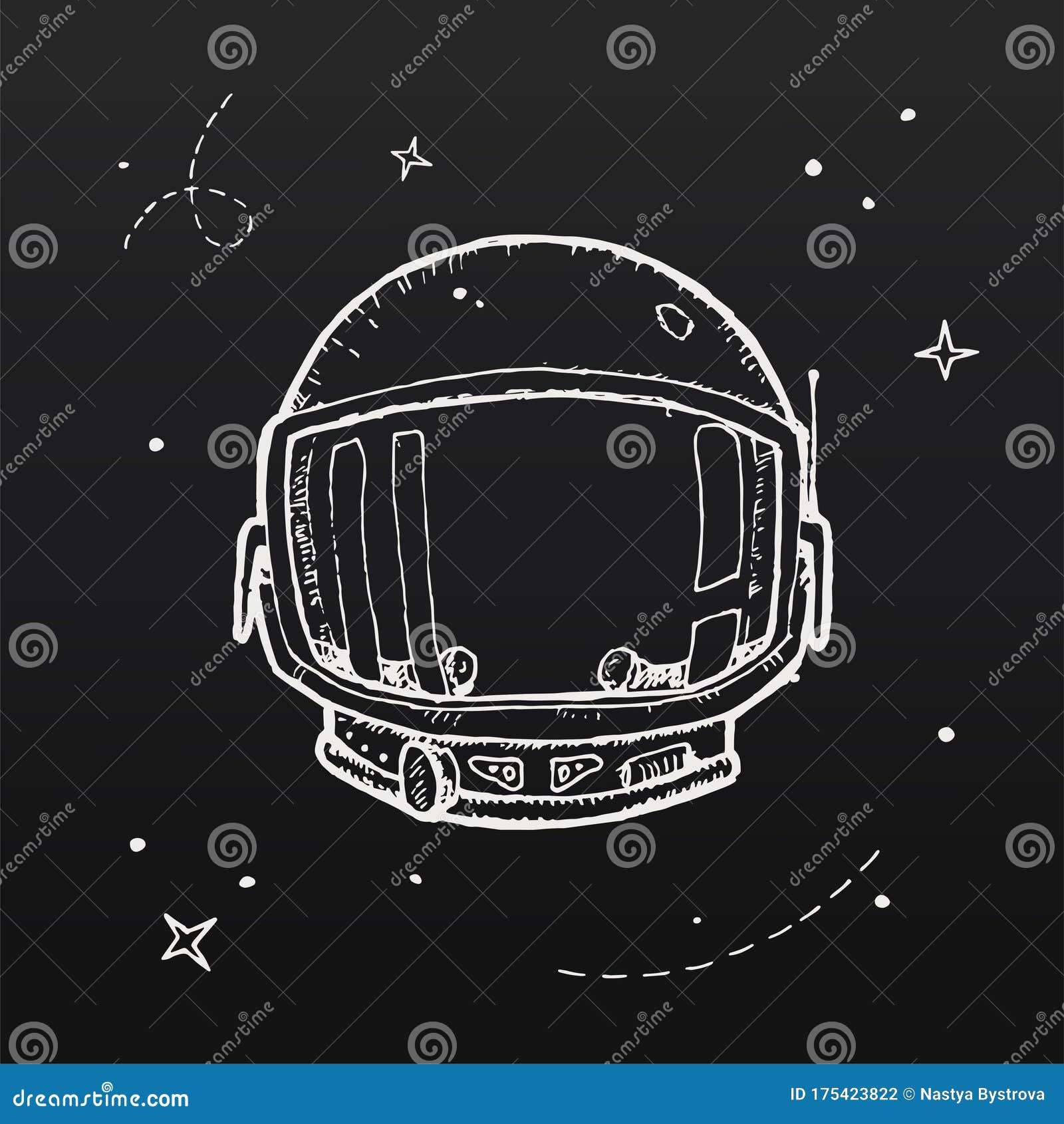 Casco Astronauta, Ilustración De Dibujo Vectorial a Mano En Fondo Oscuro  Ilustración del Vector - Ilustración de juego, creativo: 175423822