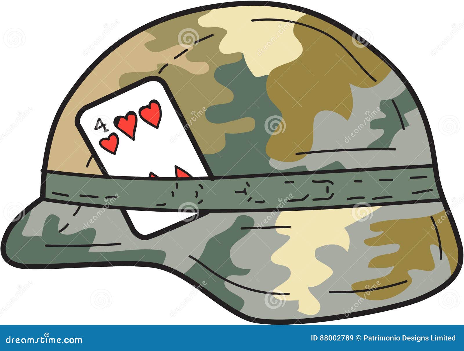 Casco 4 Del Ejército De Los EE. UU. Del Dibujo Del Naipe De Los Corazones  Ilustración del Vector - Ilustración de corazones, aislado: 88002789