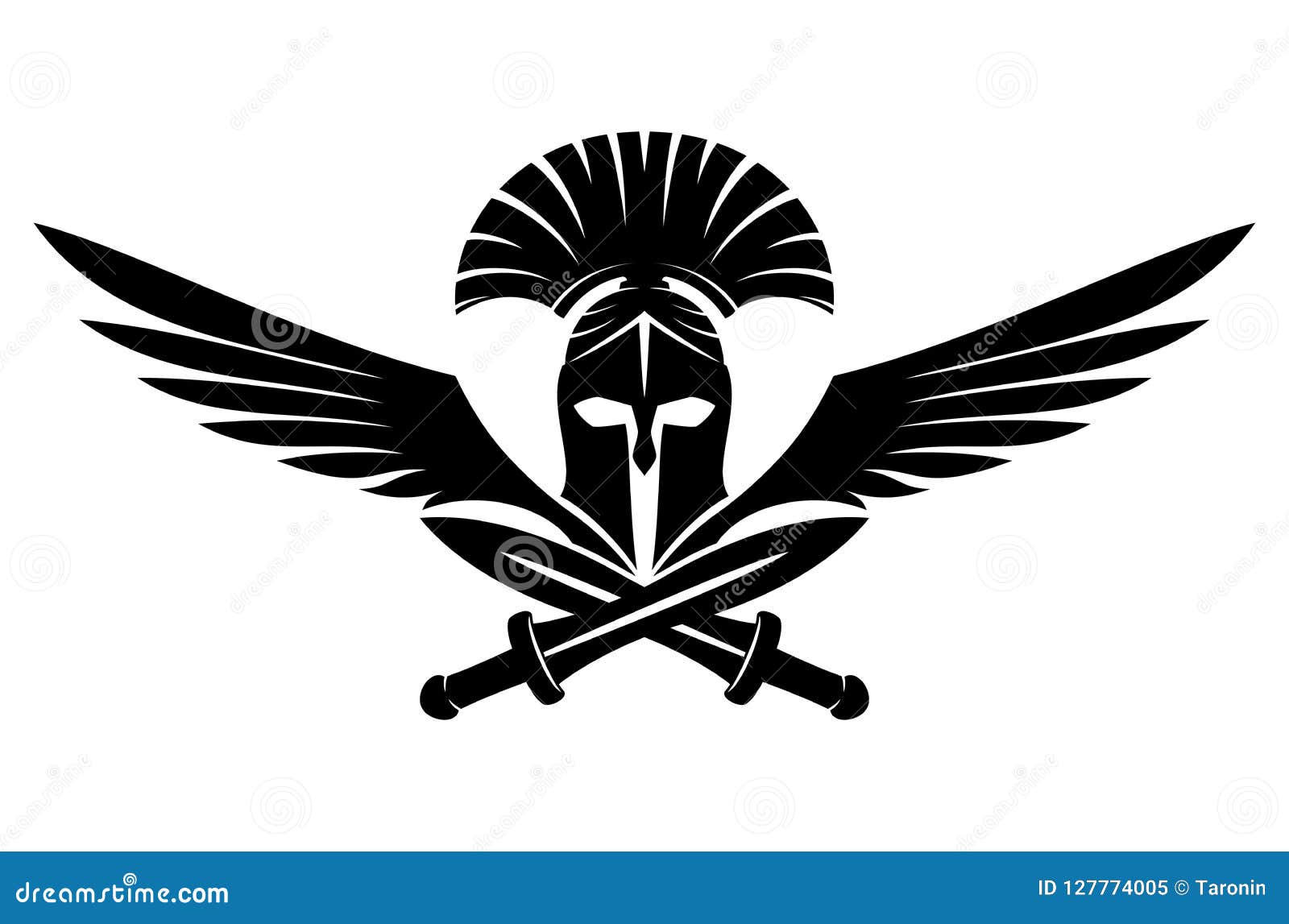 Casco Espartano Con Las Espadas Y Las Alas Ilustración del Vector