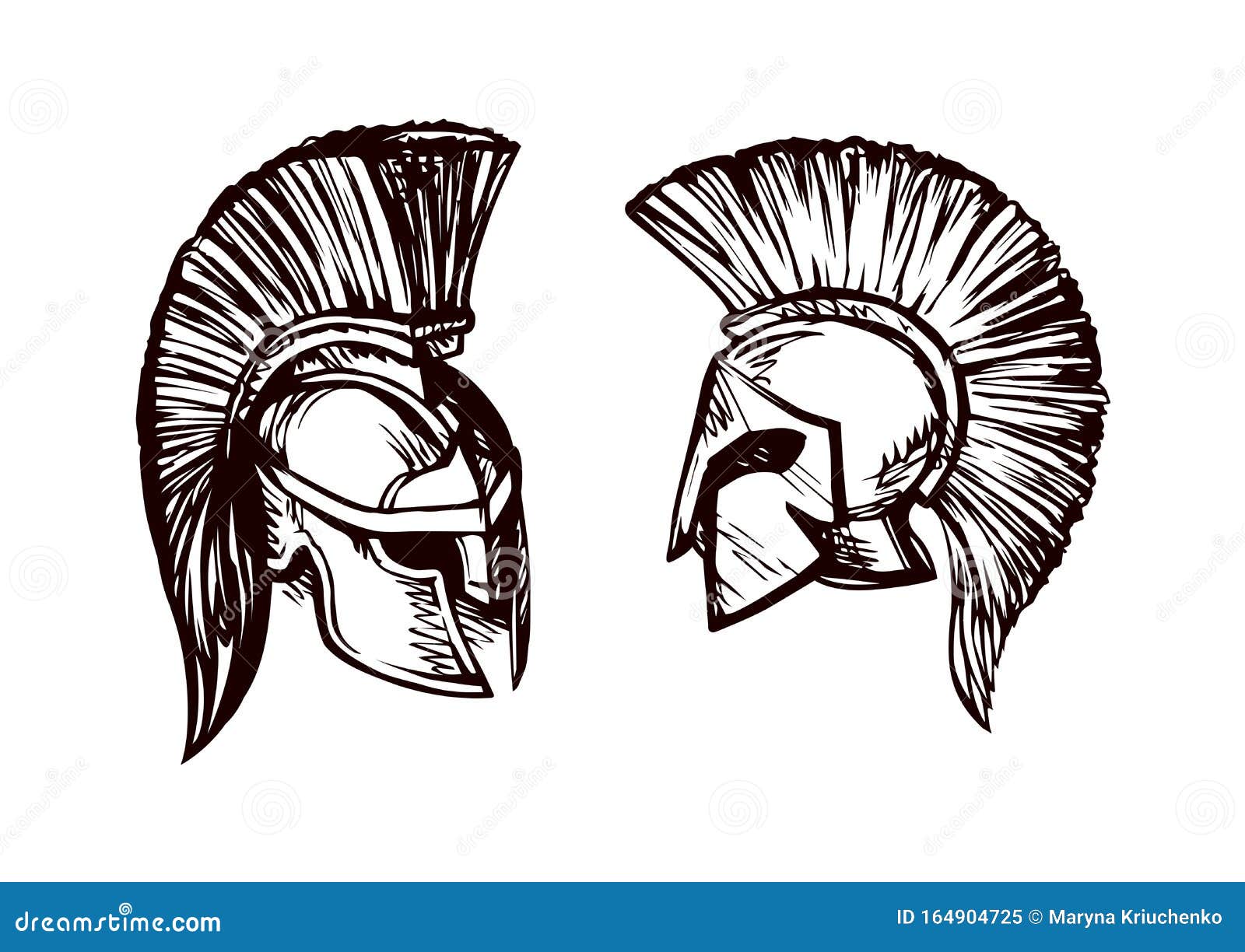 Casco Espartano Dibujo De Vectores Ilustración del Vector - Ilustración de  batalla, aislado: 164904725