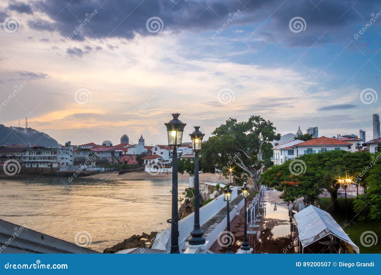 casco viejo view in the plaza de francia - panama city, panama