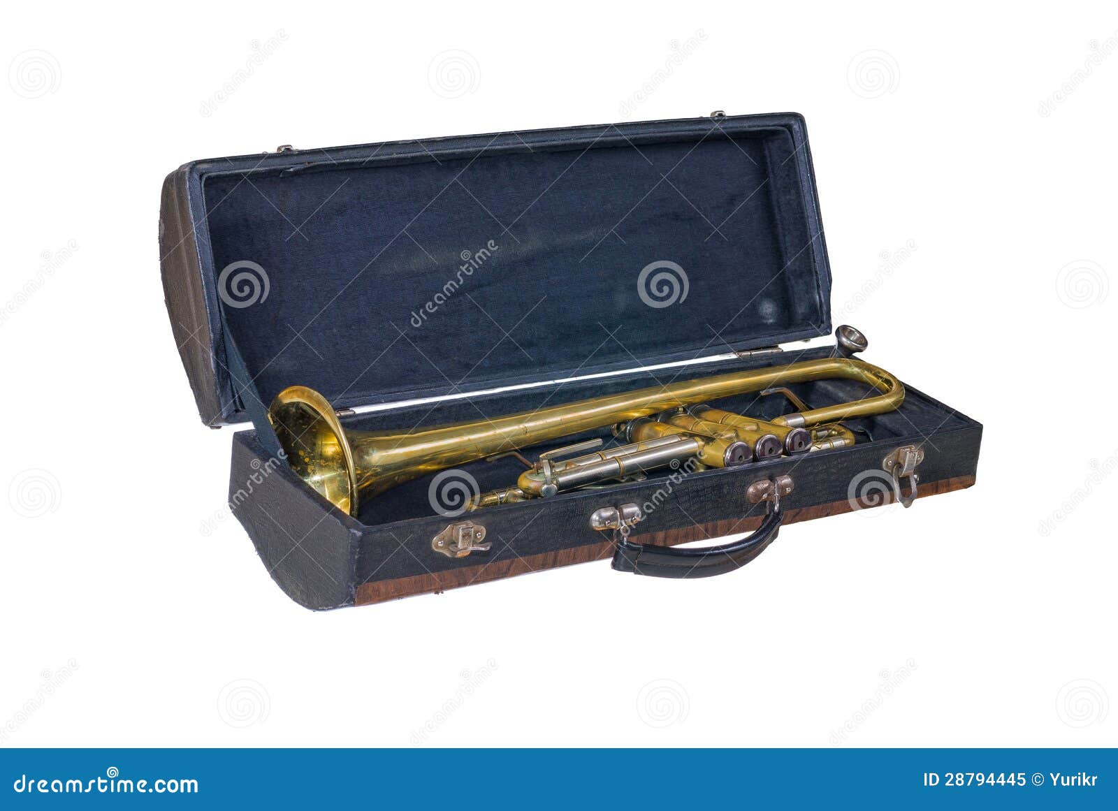 Case with an old trumpet stock image. Image of classical 28794445