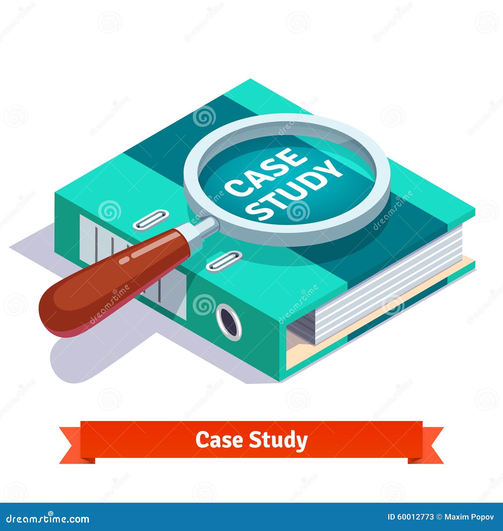Case Study Concept Magnifying Glass On Document Stock
