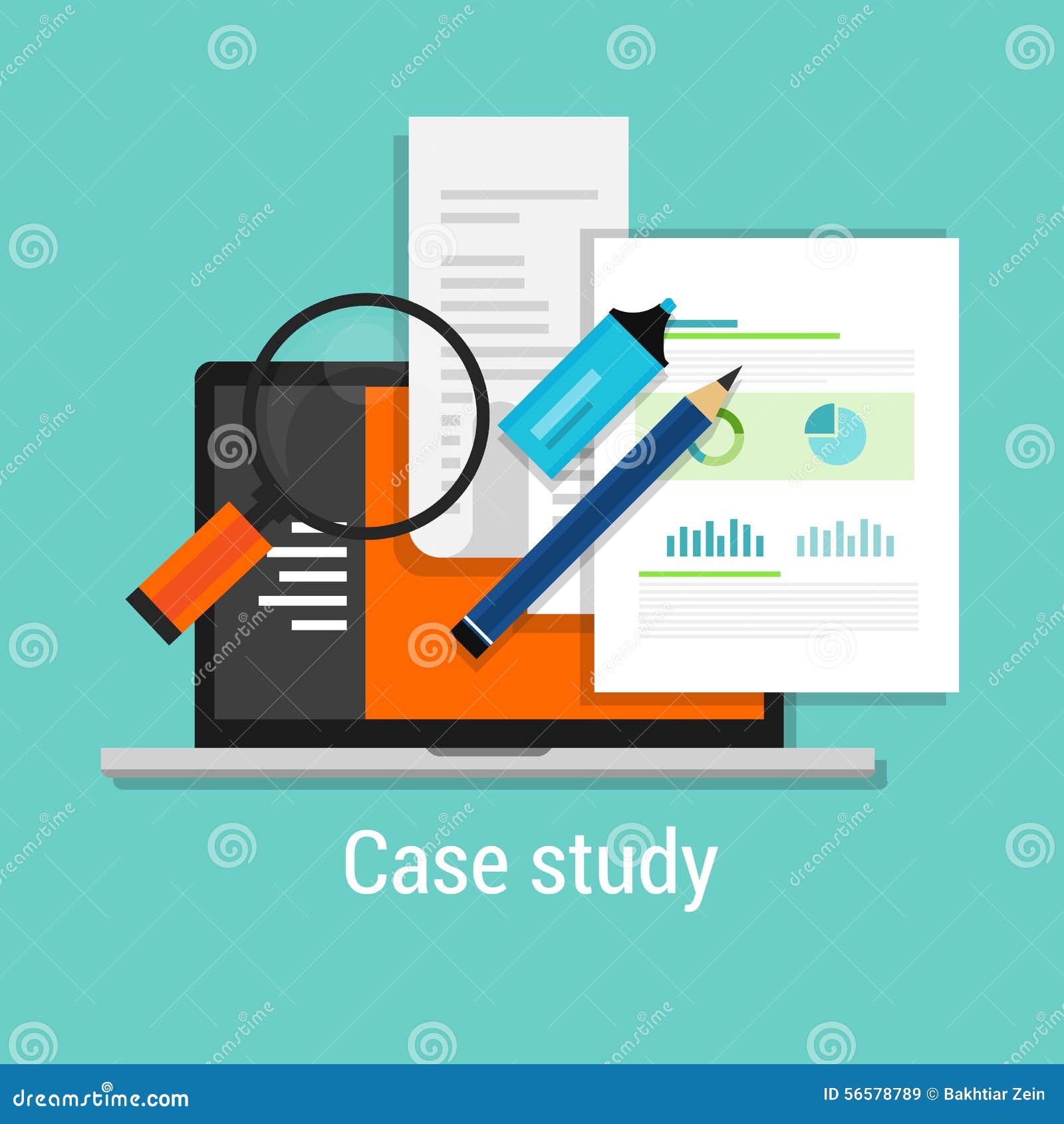 case study studies icon flat laptop magnifier