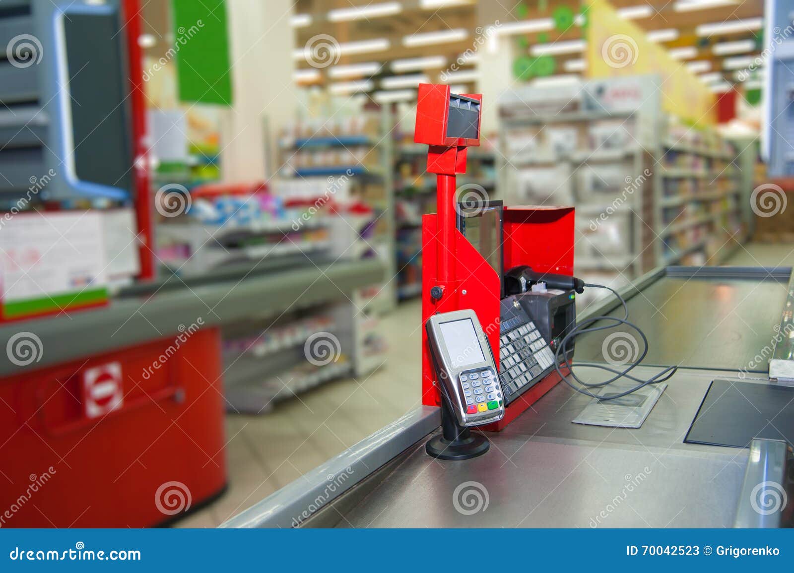 Cash Desk With Payment Terminal In Supermarket Stock Image Image