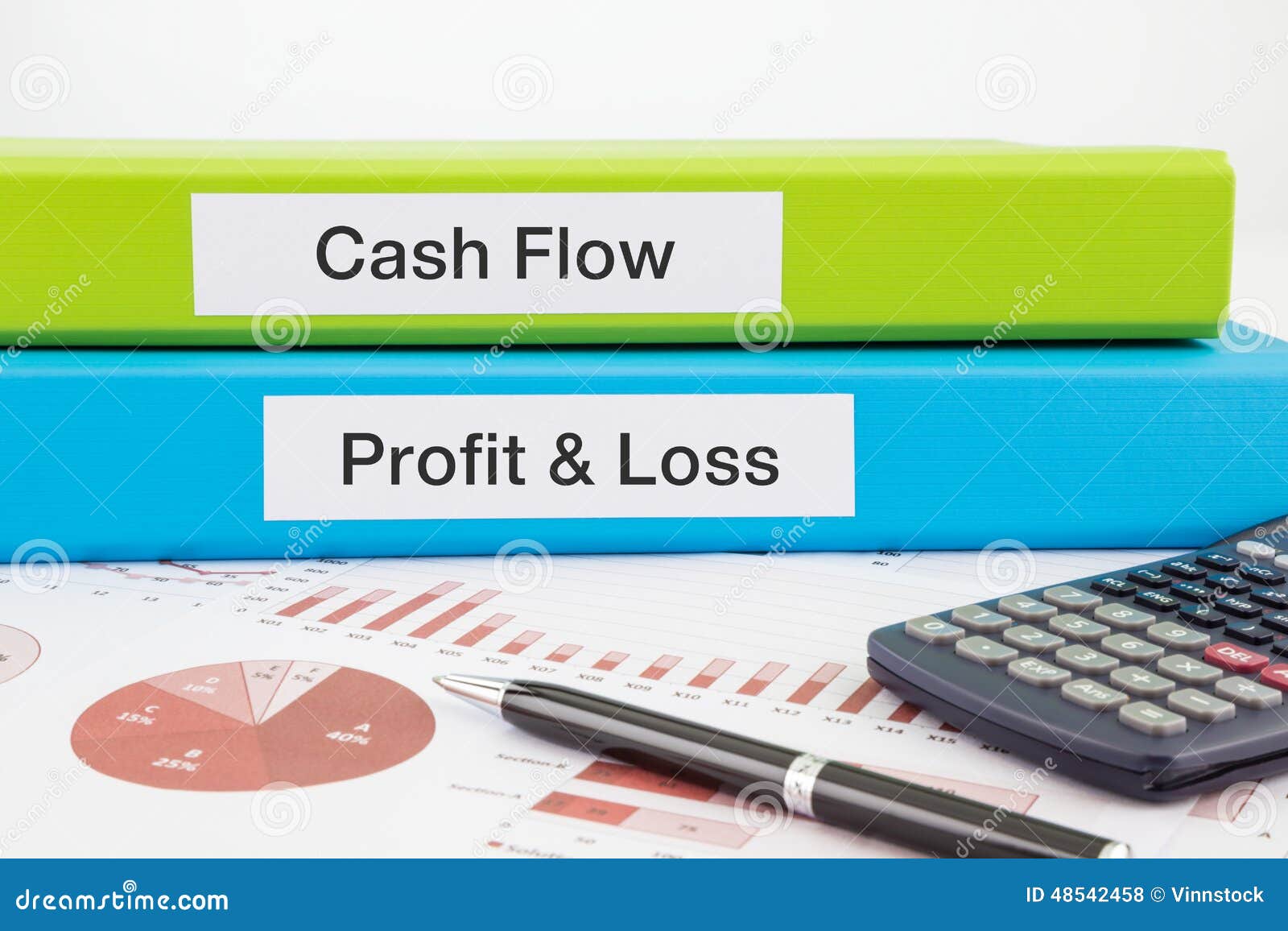 cash flow, profit & loss documents with reports