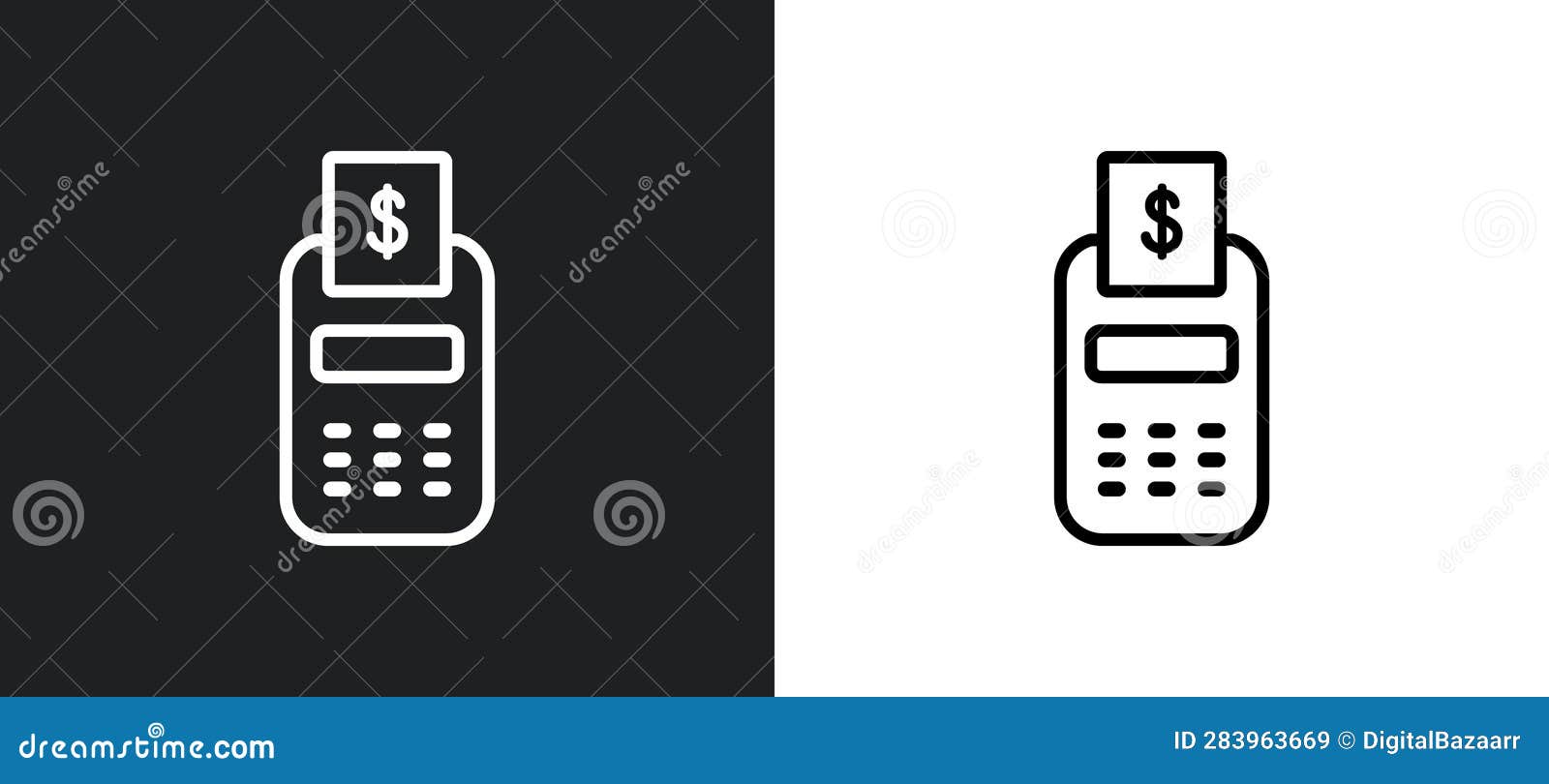cash hine outline icon in white and black colors. cash hine flat  icon from economyandfinance collection for web, mobile