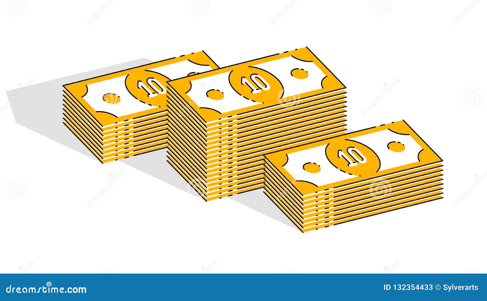 Cash Money Banknotes Stacks Isolated On White Background ...