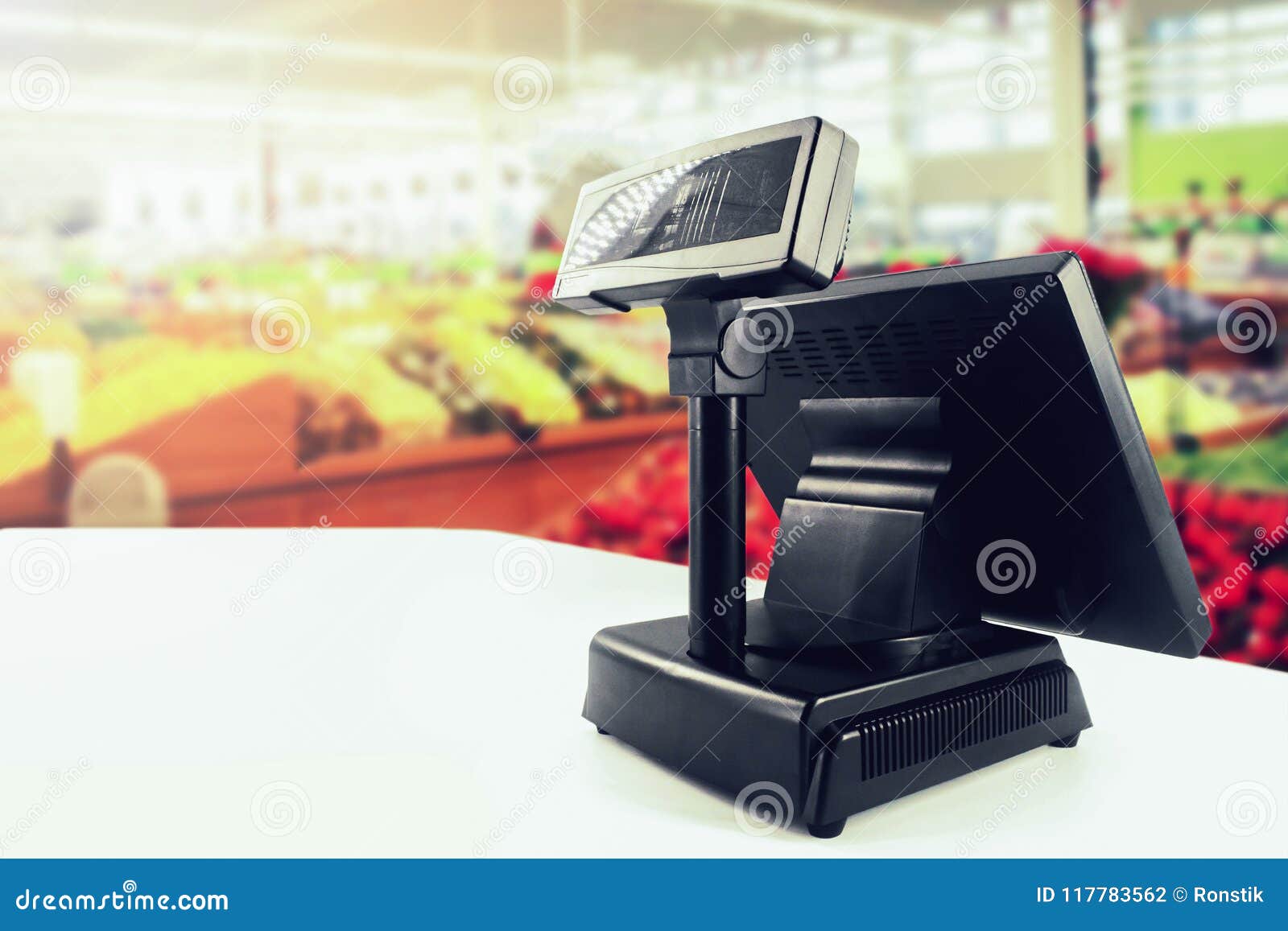Cash Register on Desk at Grocery Store Stock Photo Image of point
