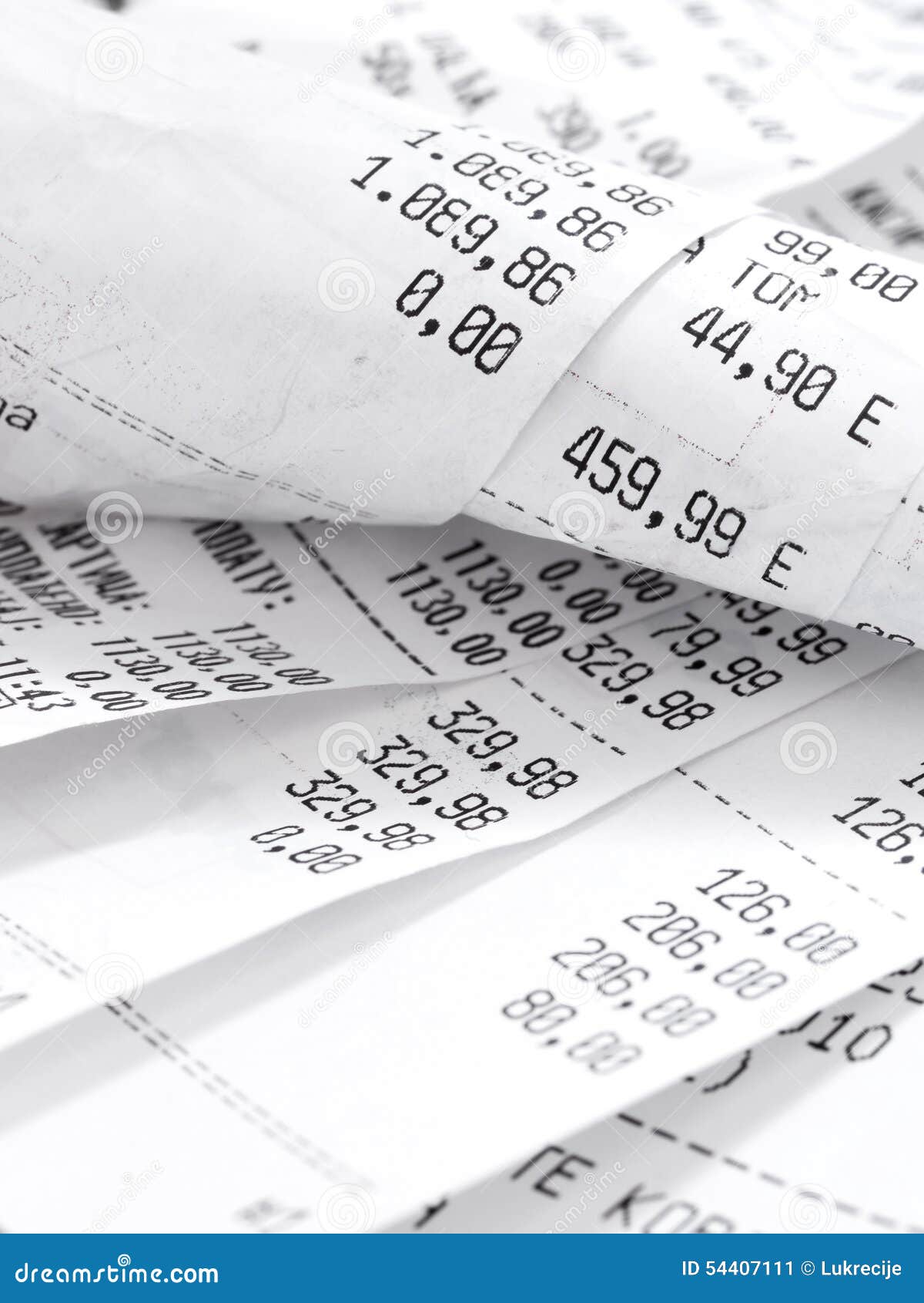 Cash register receipts stock image. Image of close, check 54407111