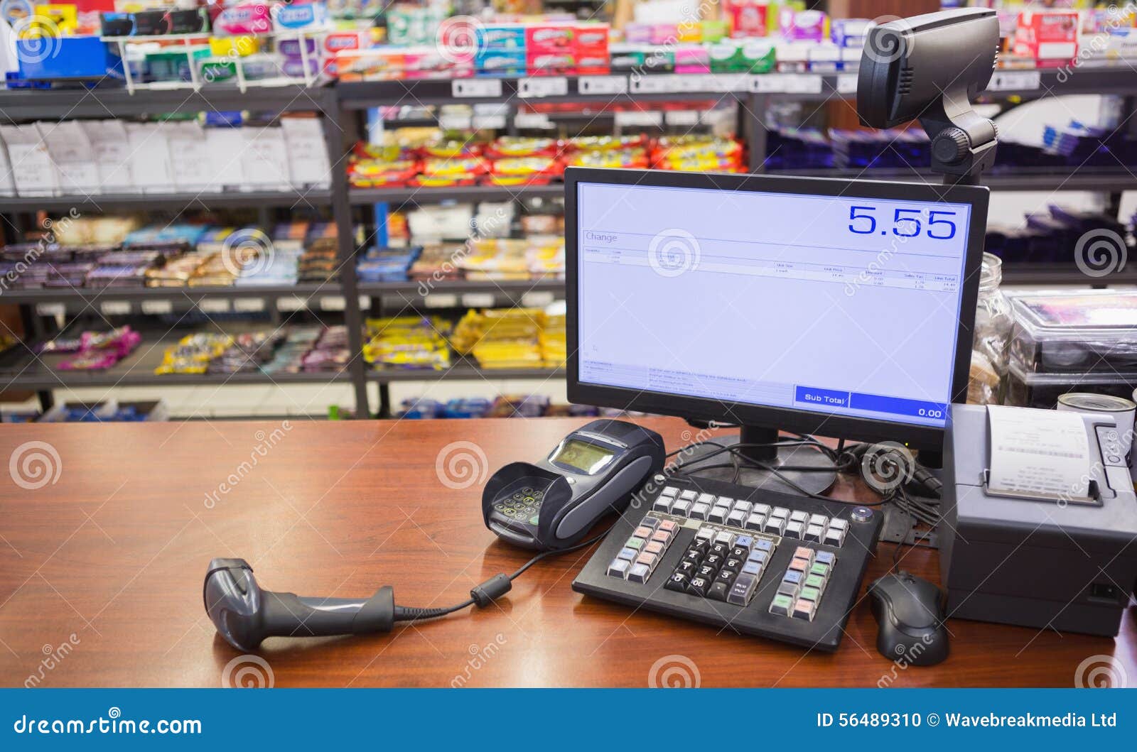 Cash Register On Wooden Table Stock Photo - Image: 56489310
