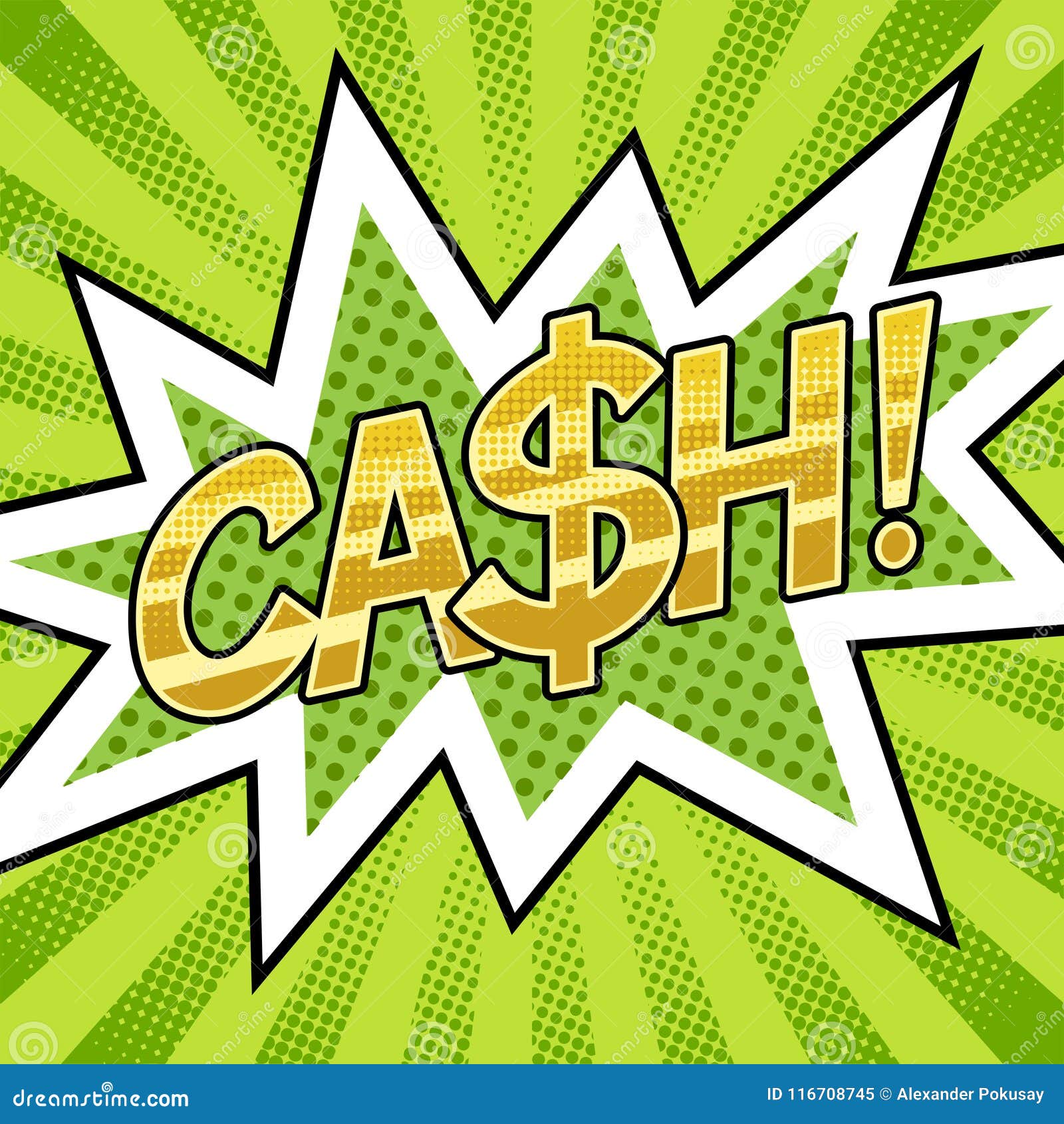 Cash Word Comic Book Pop Art Vector Illustration Stock