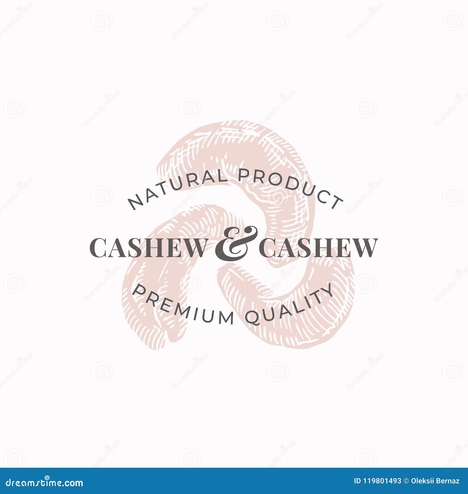 cashew abstract  sign,  or logo template. elegant cashew nut sillhouettes with retro typography. vintage