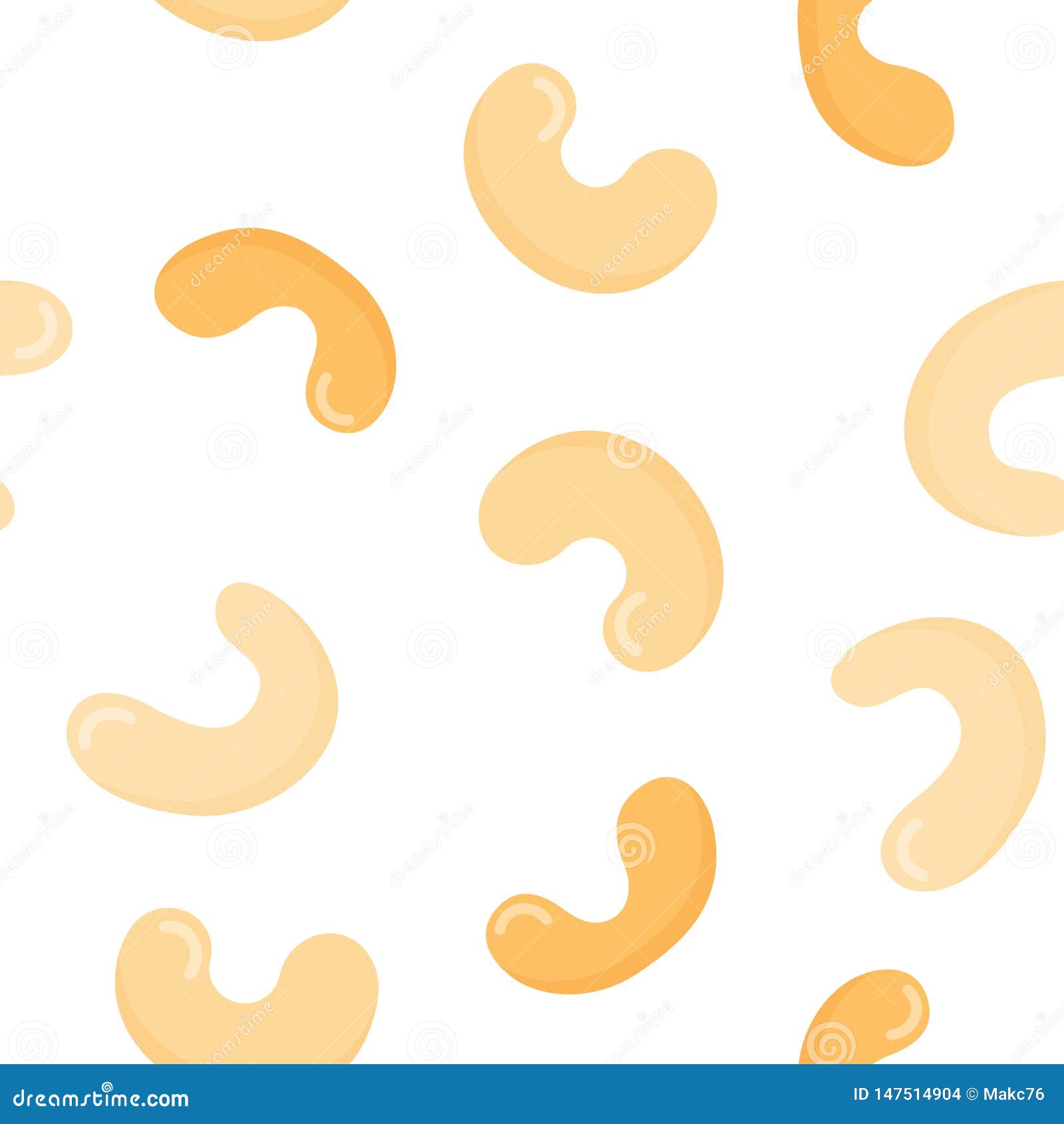 Cashew Nuts Seamless Pattern On White Background Stock ...