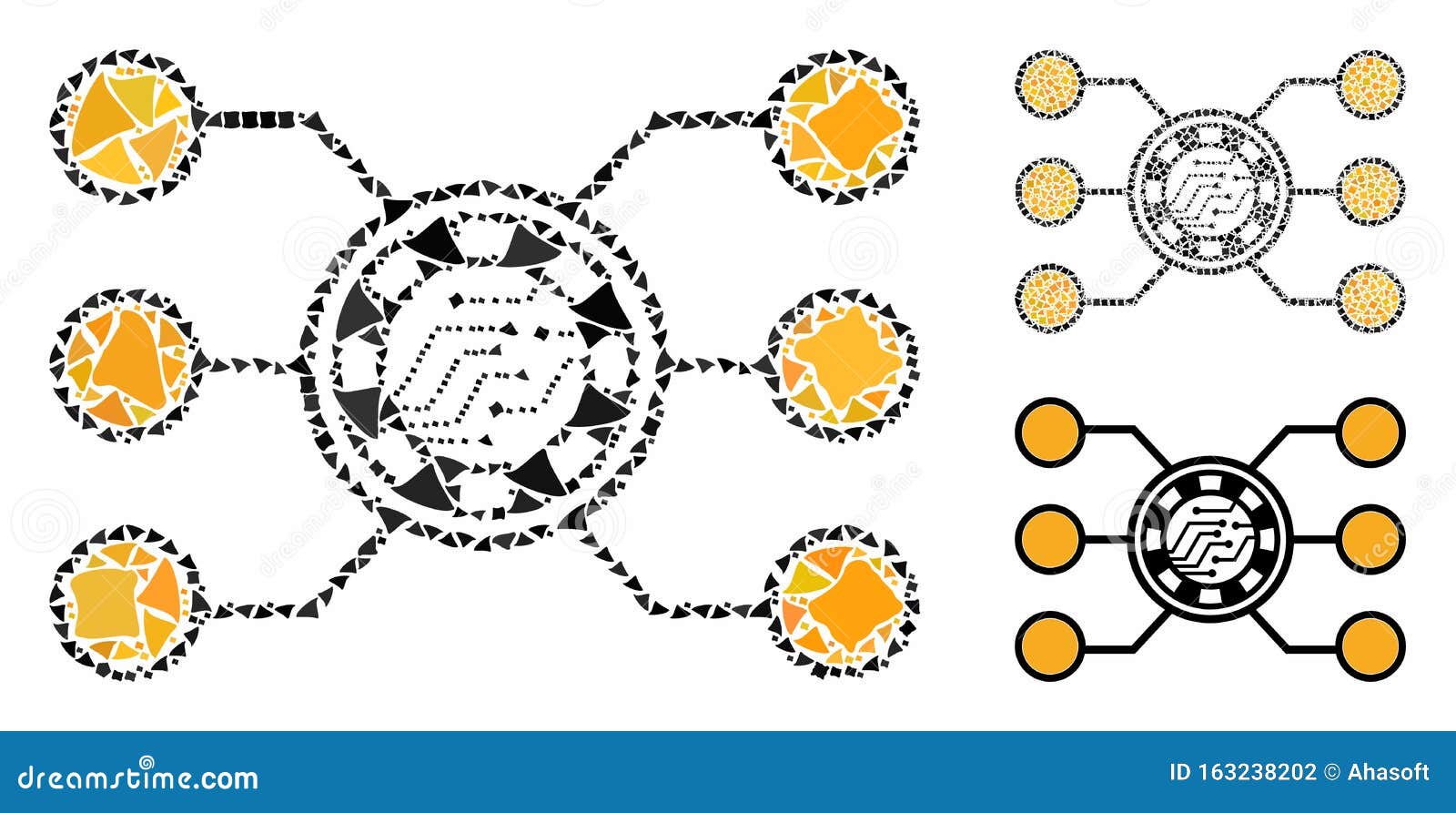 casino chip circuit mosaic icon of bumpy pieces