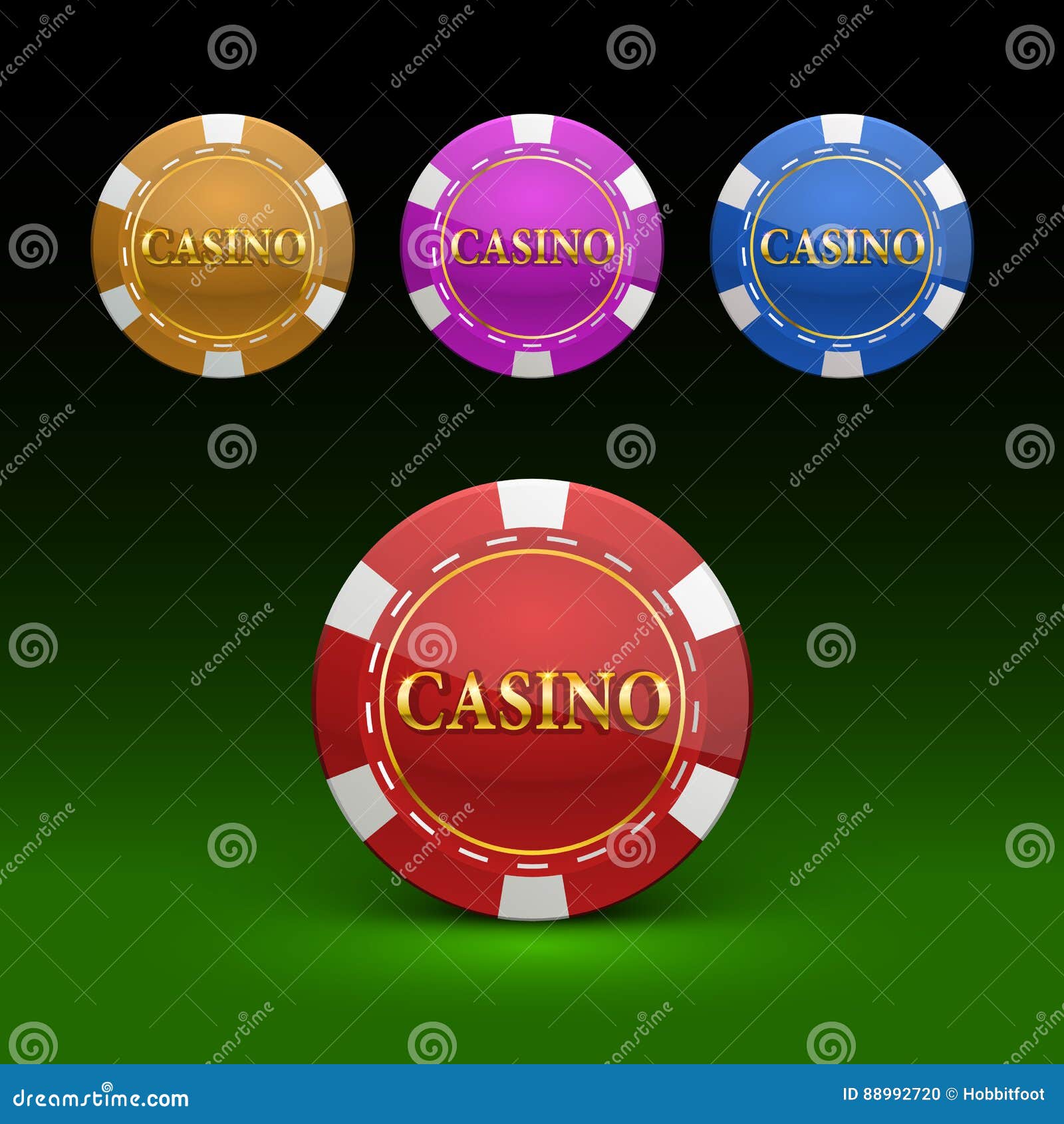 Casino Chips Color Set. Vector Illustration Color Collection Stock