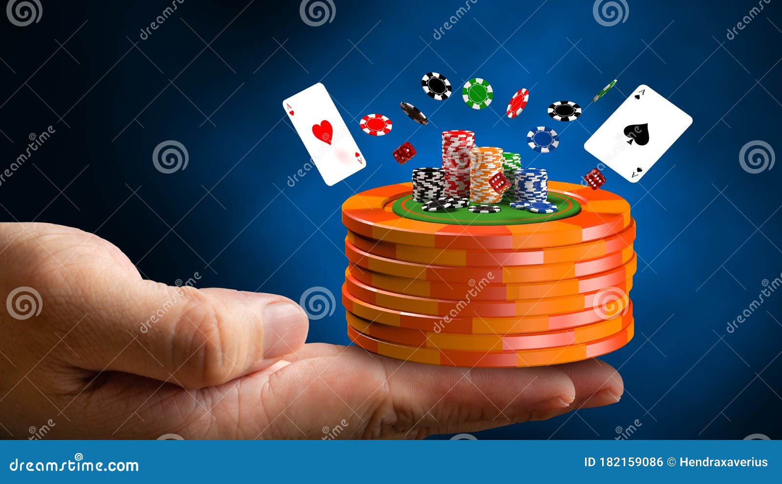 casino chips on hand  background