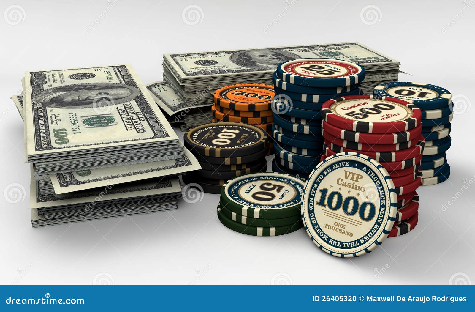 casino chips and money