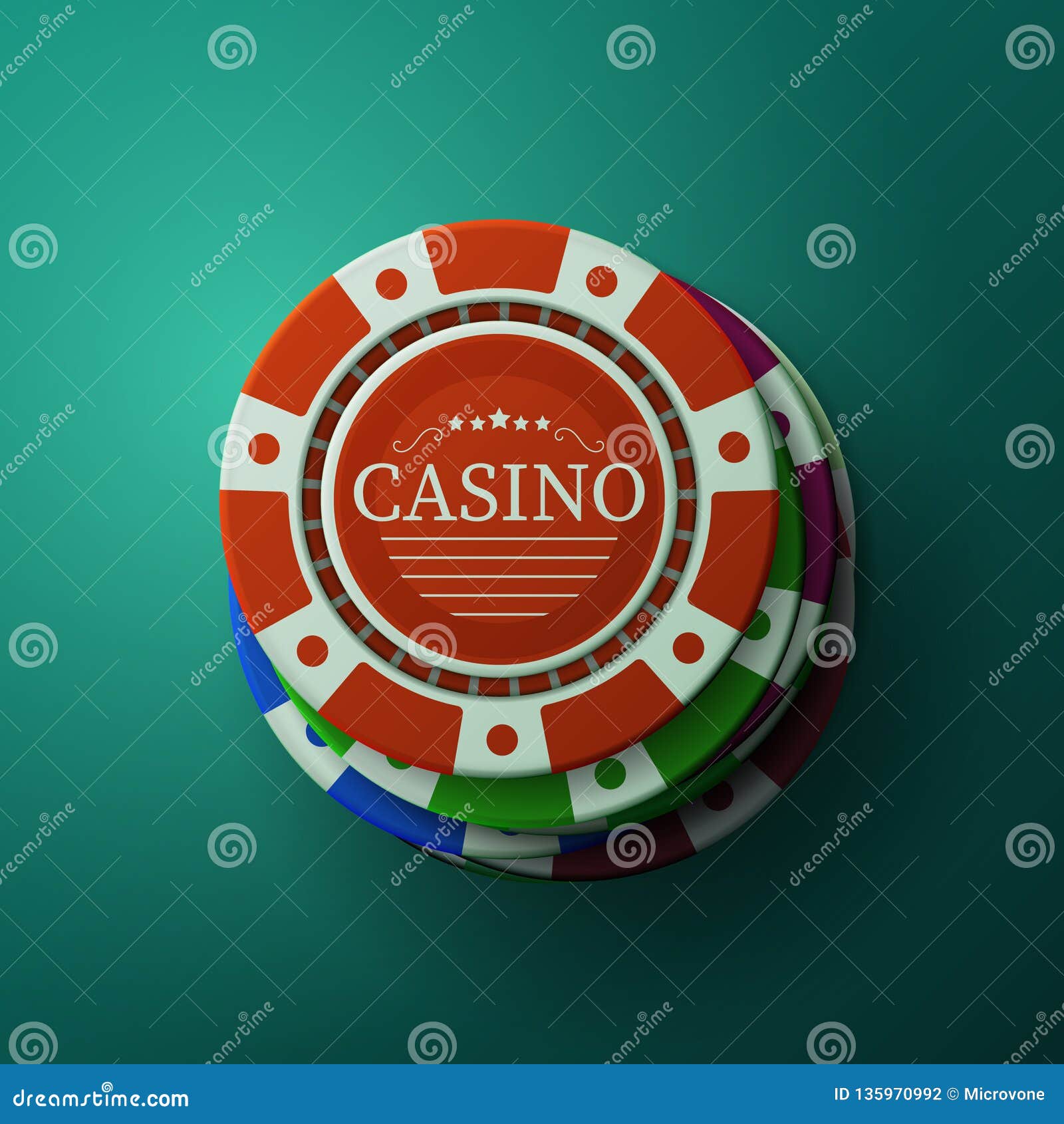 Casino Chips. Stack of Gambler Poker Chips Stock Vector Illustration