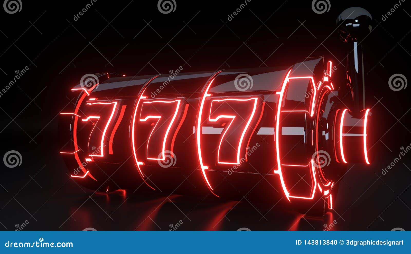 casino slot machine gambling concept with neon red lights  on the black background - 3d 