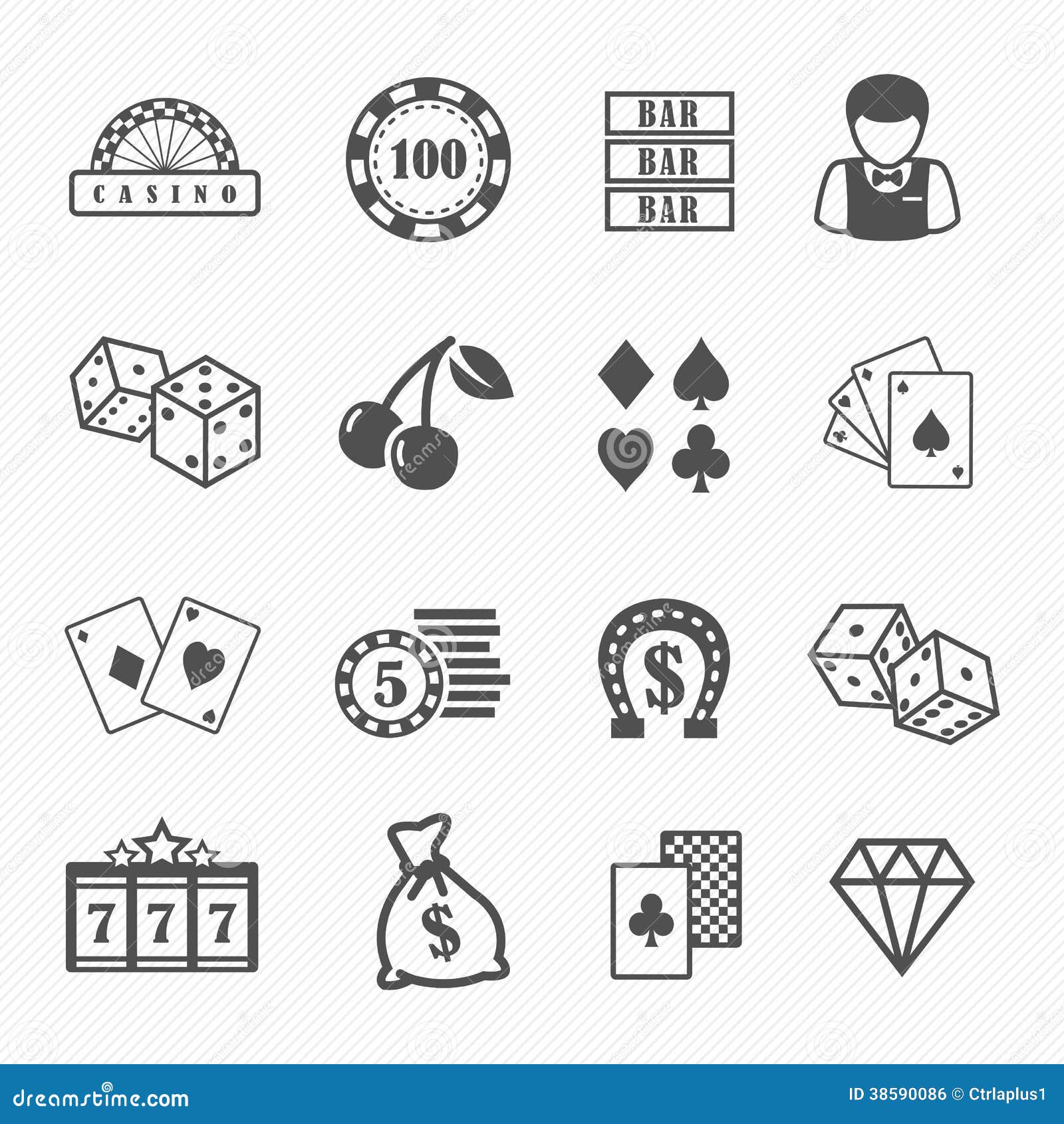 casino and gambling icons set