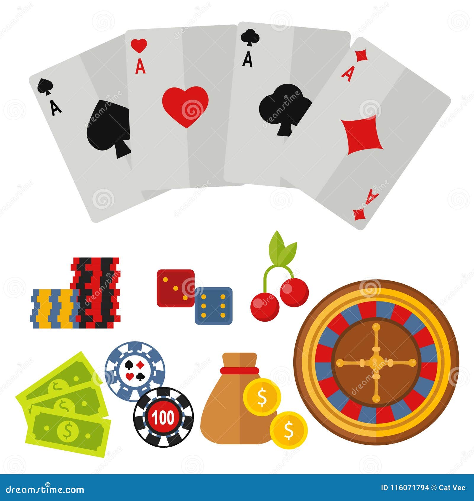 Casino Icons Set With Roulette Gambler Joker Slot Machine Poker Game Vector Illustration Stock Vector Illustration Of Addiction Dollar 116071794
