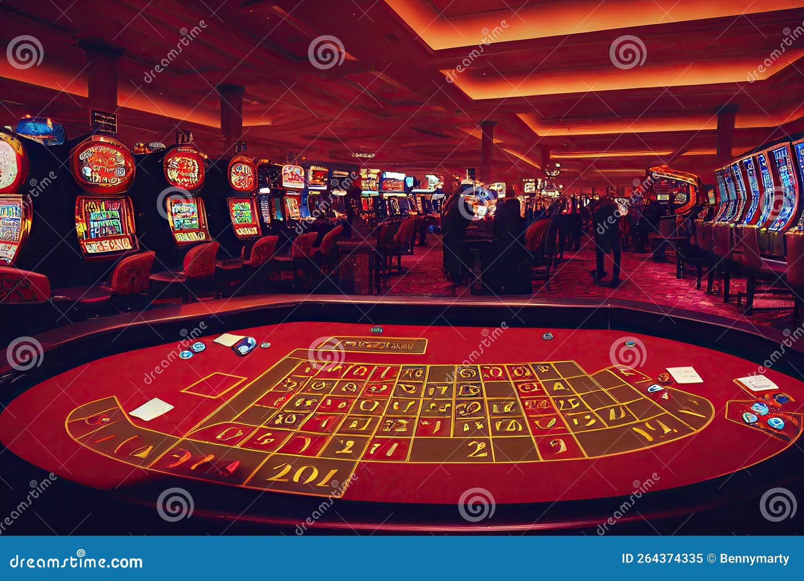 Casino Green Table Dices Chips and Cards Stock Illustration ...