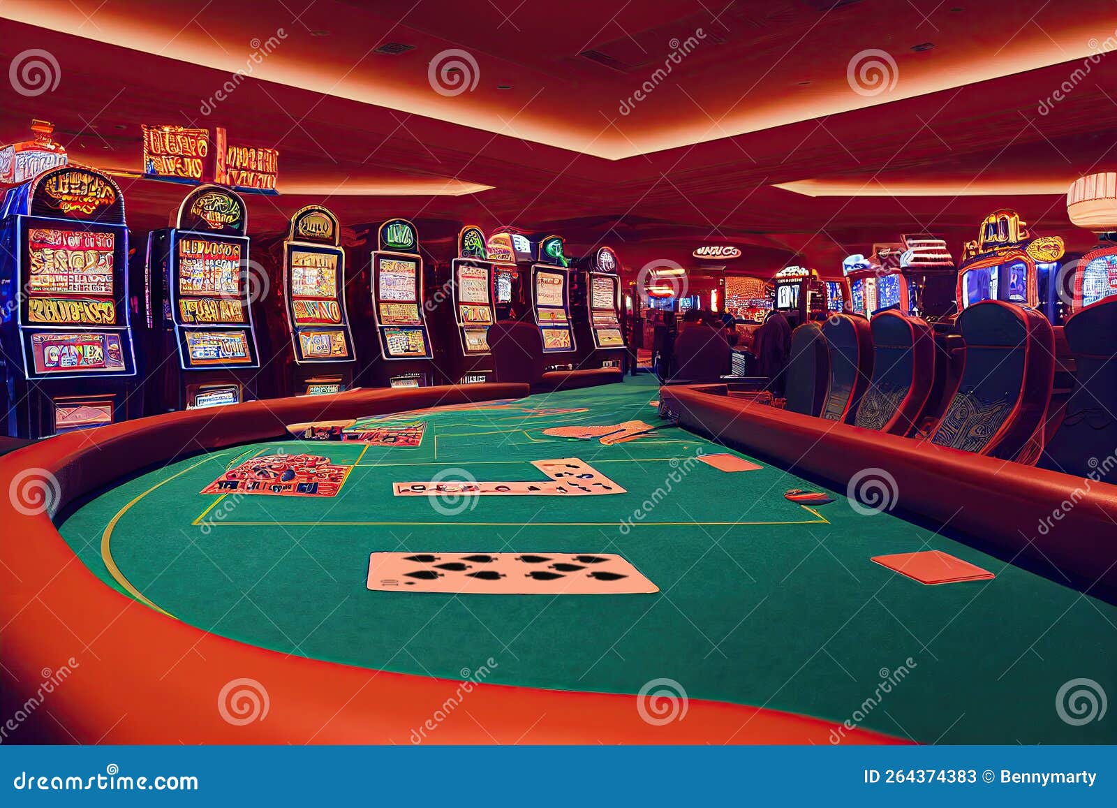 Casino Green Table Dices Chips and Cards Stock Illustration ...