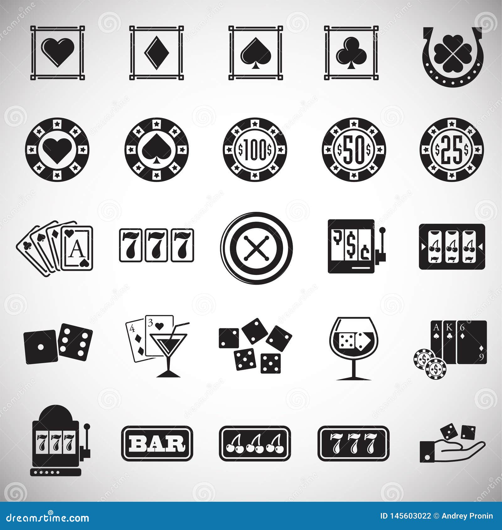 Casino Icons Set on White Background for Graphic and Web Design. Simple ...