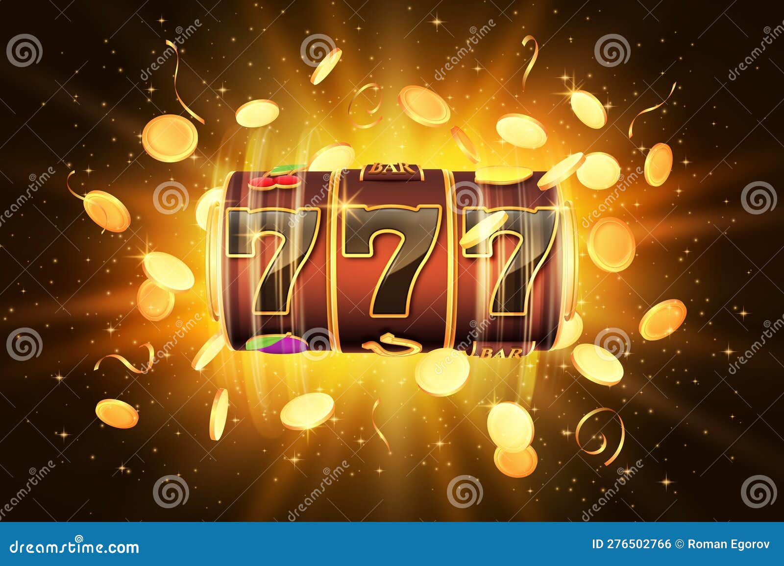 Publicidade do casino 777 online, dois dados de jogo de casino, moedas de  ouro, grande vitória, excitação, prêmio, prazer