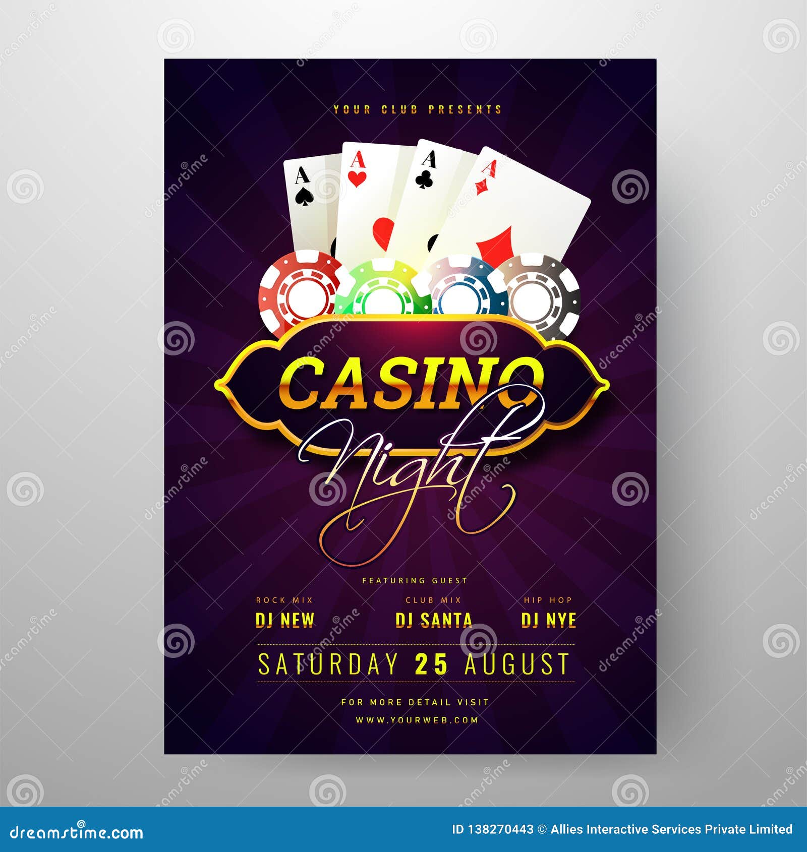 Casino night invitation free templates