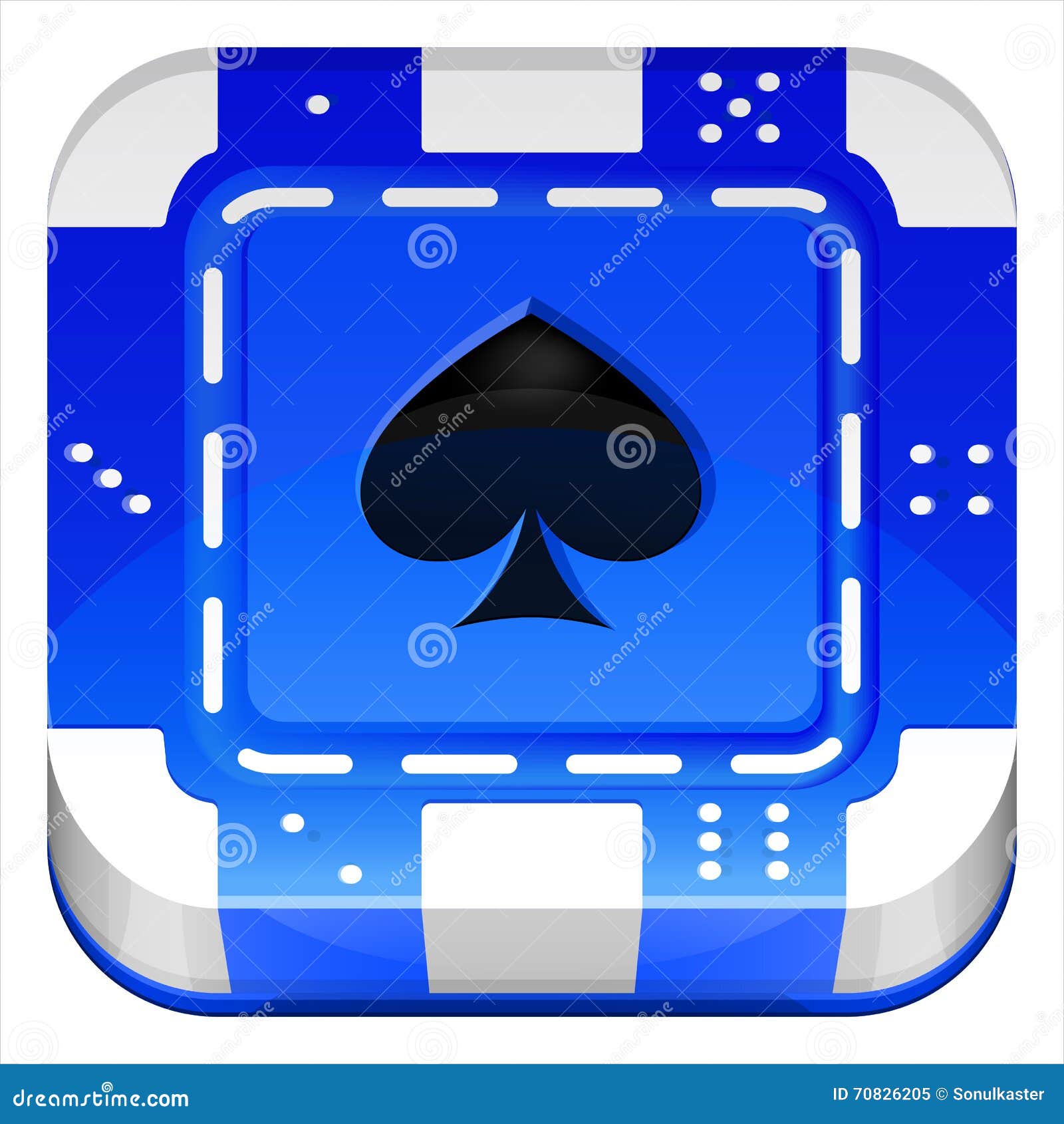 Casino Poker Chip Vector 3d Square App Icon. Stock Vector