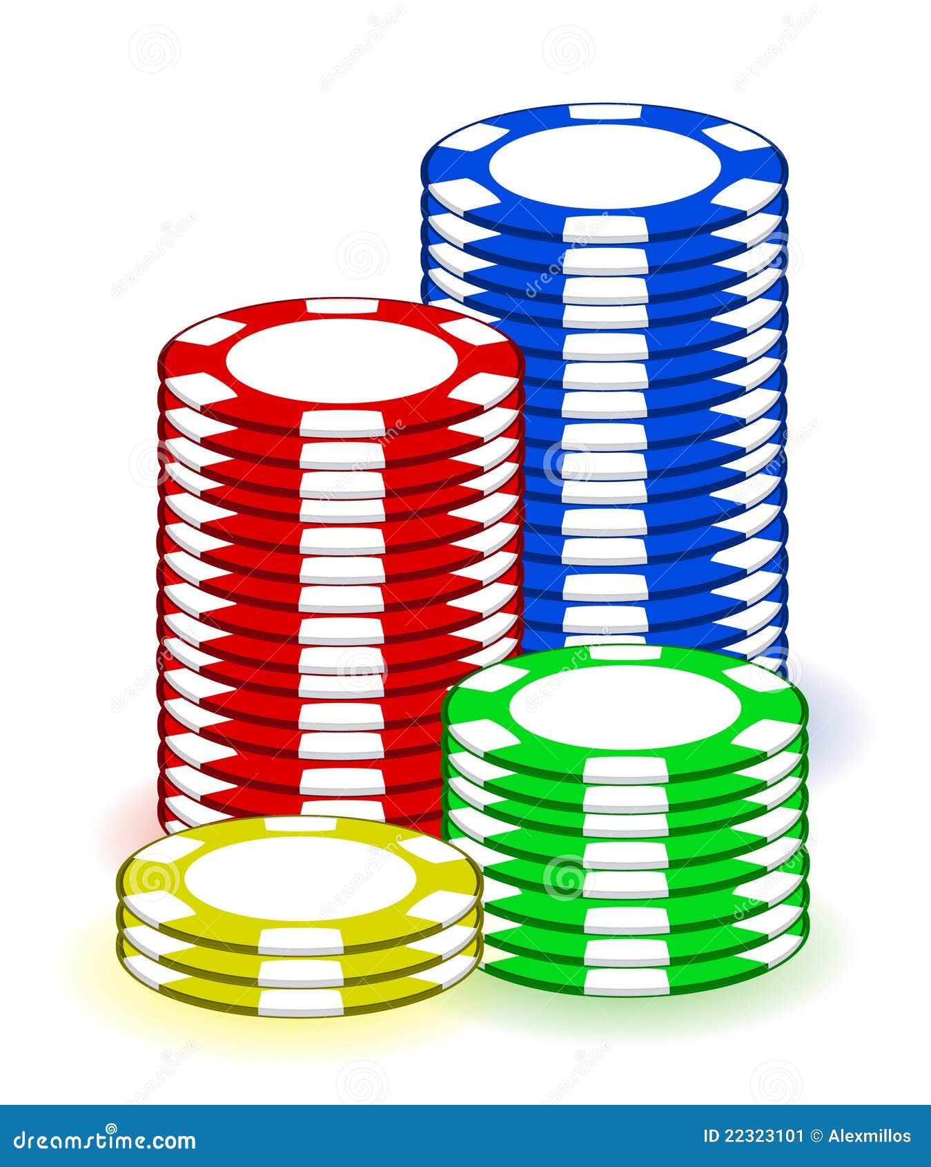 Clipart of Stacks of Casino Poker Chips and Dice - Royalty Free