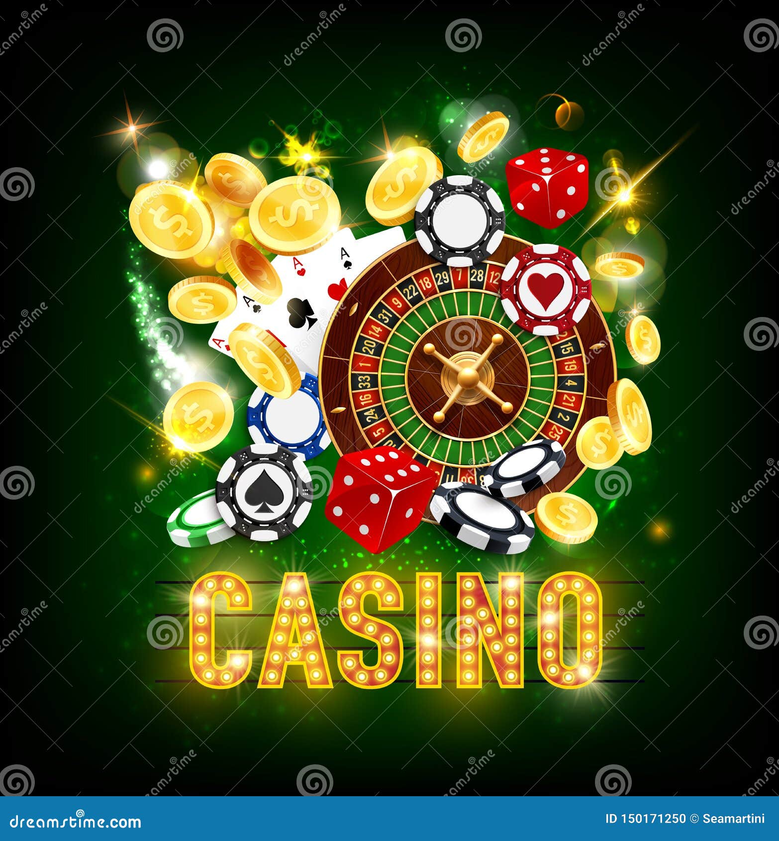 Casino Poker Jackpot Golden Coins Splash Win Stock Vector ...