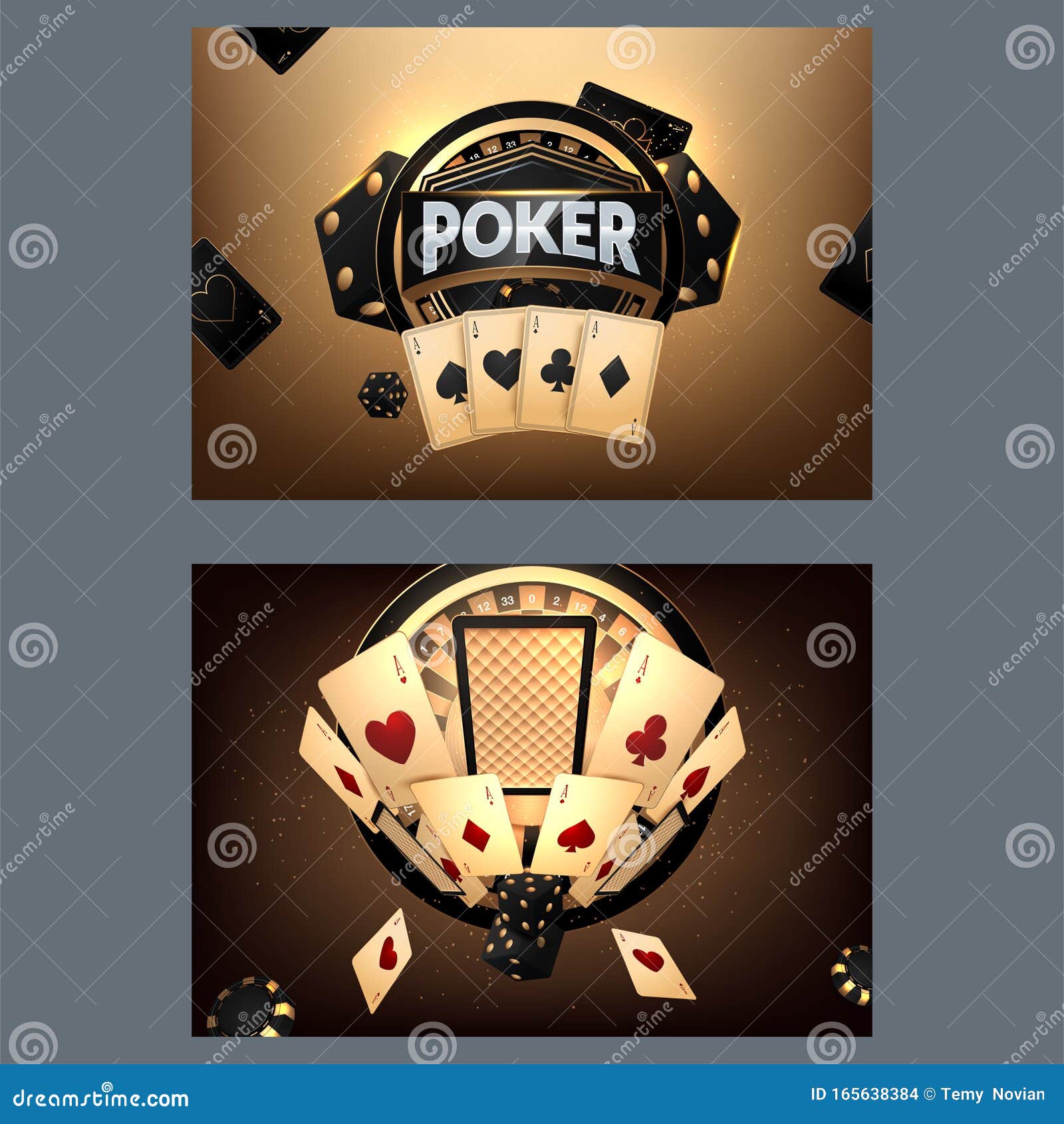 Casino Poster or Banner Background or Flyer Template. Casino Invitation  with Playing Cards and Poker Chips. Game Design Stock Vector - Illustration  of play, poster: 165638384
