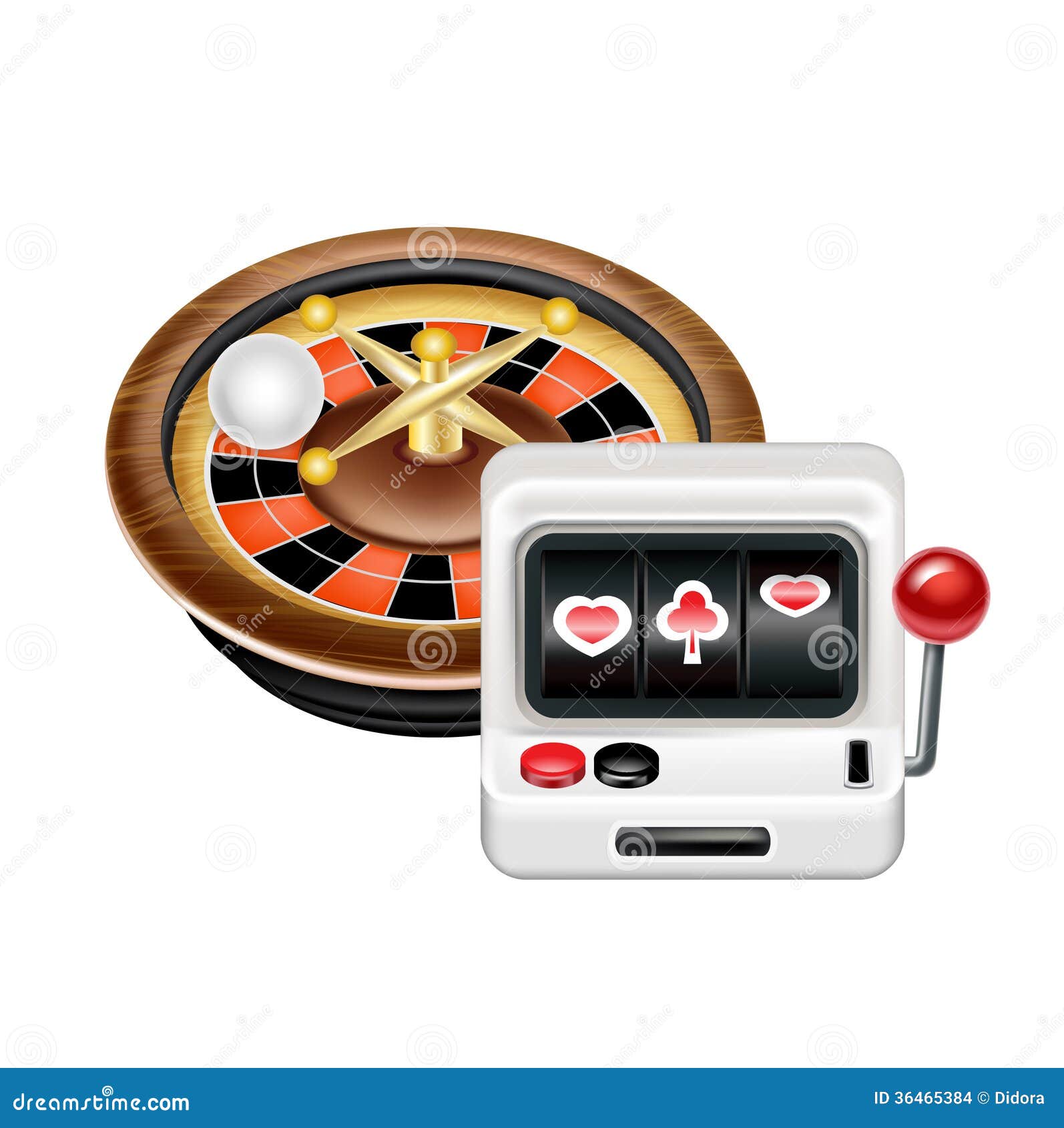 Casino Roulette with Gambling Machine Isolated Stock Vector