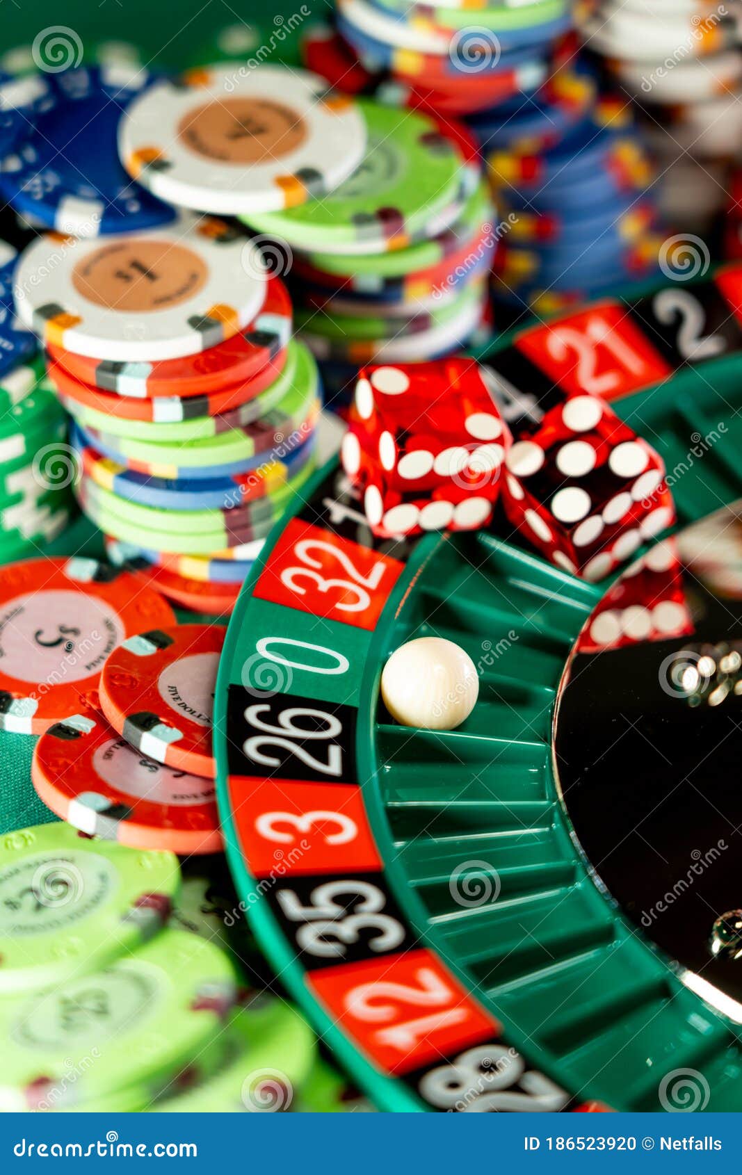 Casino Set with Roulette, Cards, Dice and Chips Stock Photo Image of