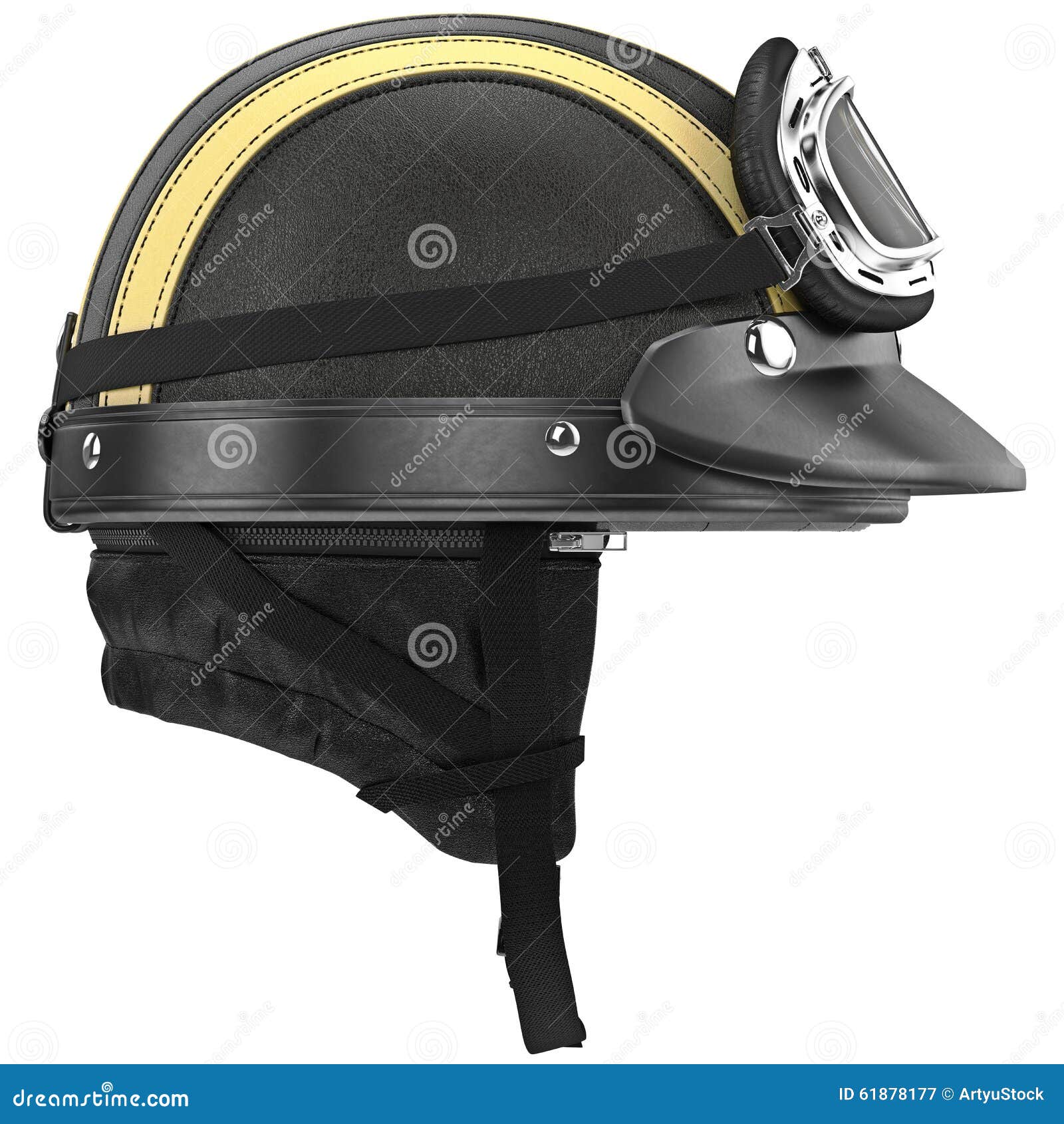 Casque En Cuir De Moto Avec Les Lunettes Et L'oreille Illustration Stock -  Illustration du chapeau, noir: 61878177