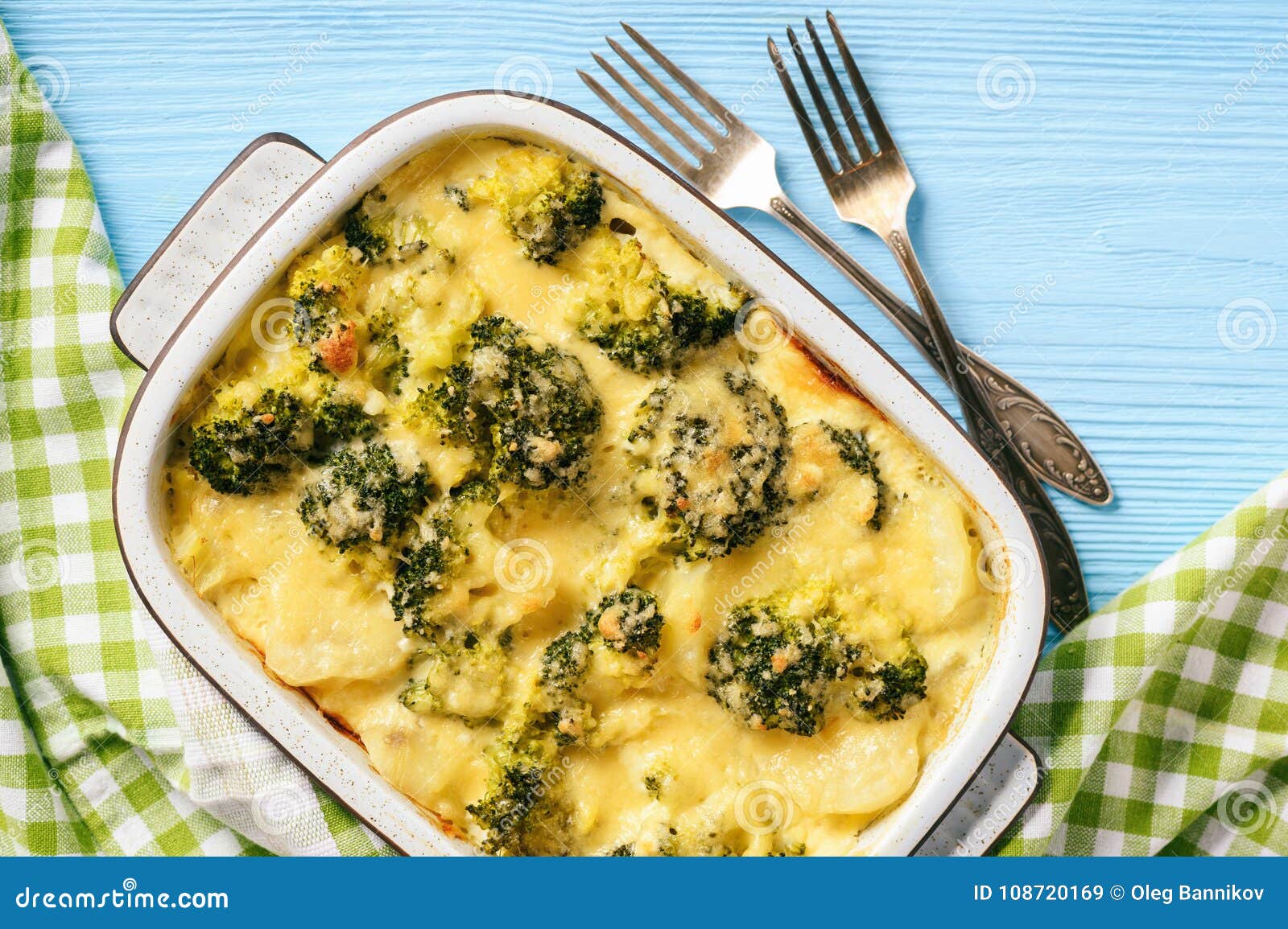 Casserole with Broccoli, Potatoes, Eggs and Cheese. Stock Image Image