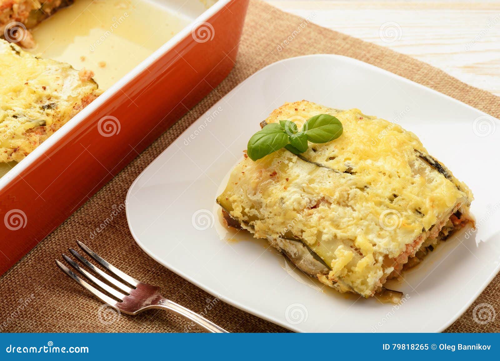 Casserole with Chicken, Eggplant, Zucchini and Tomatoes. Stock Image
