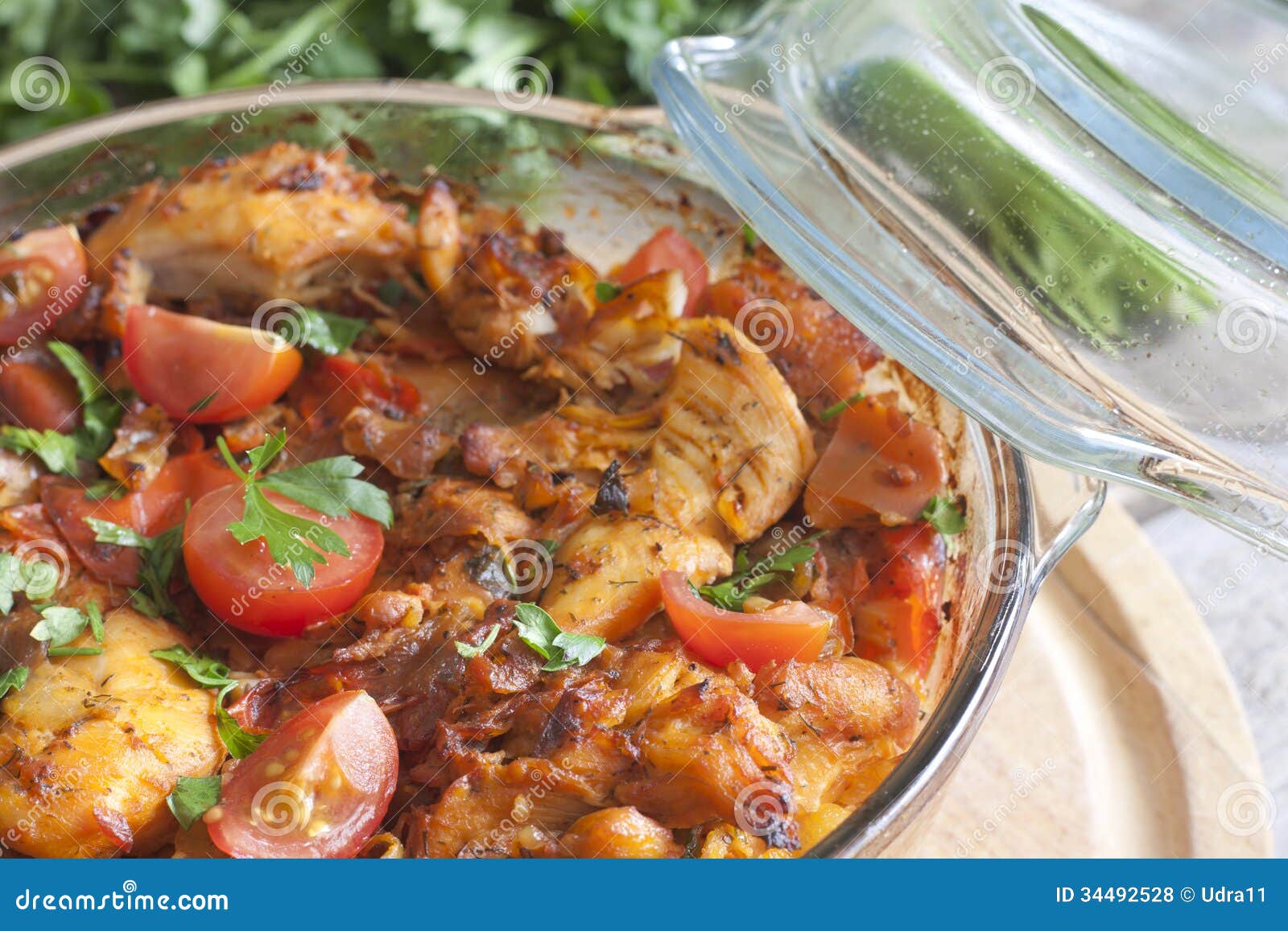Casserole of Chicken in an Ovenproof Dish Stock Photo Image of baking