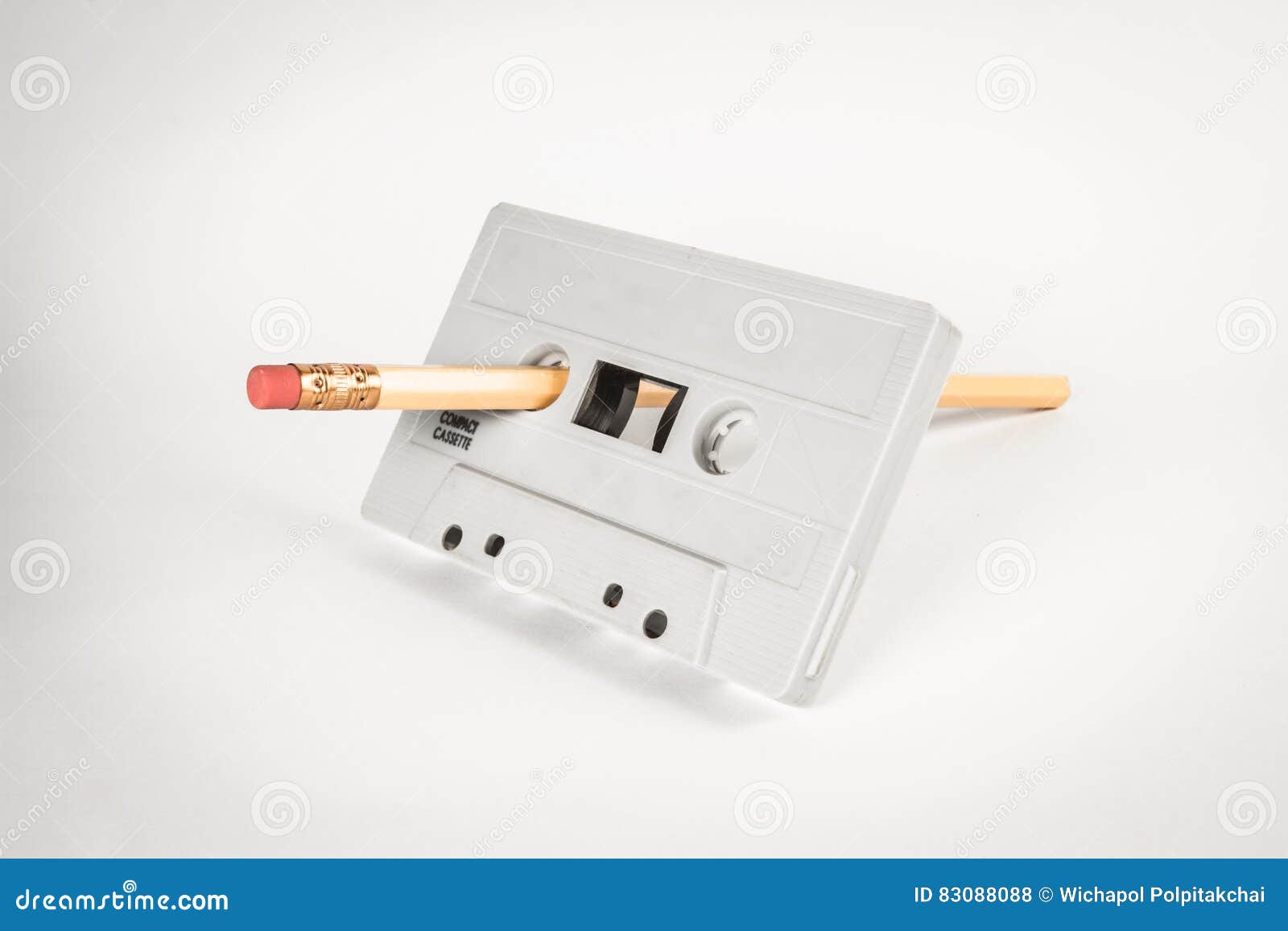 Cassette Tape with Pencil for Rewind Stock Photo Image of hear, demo 83088088