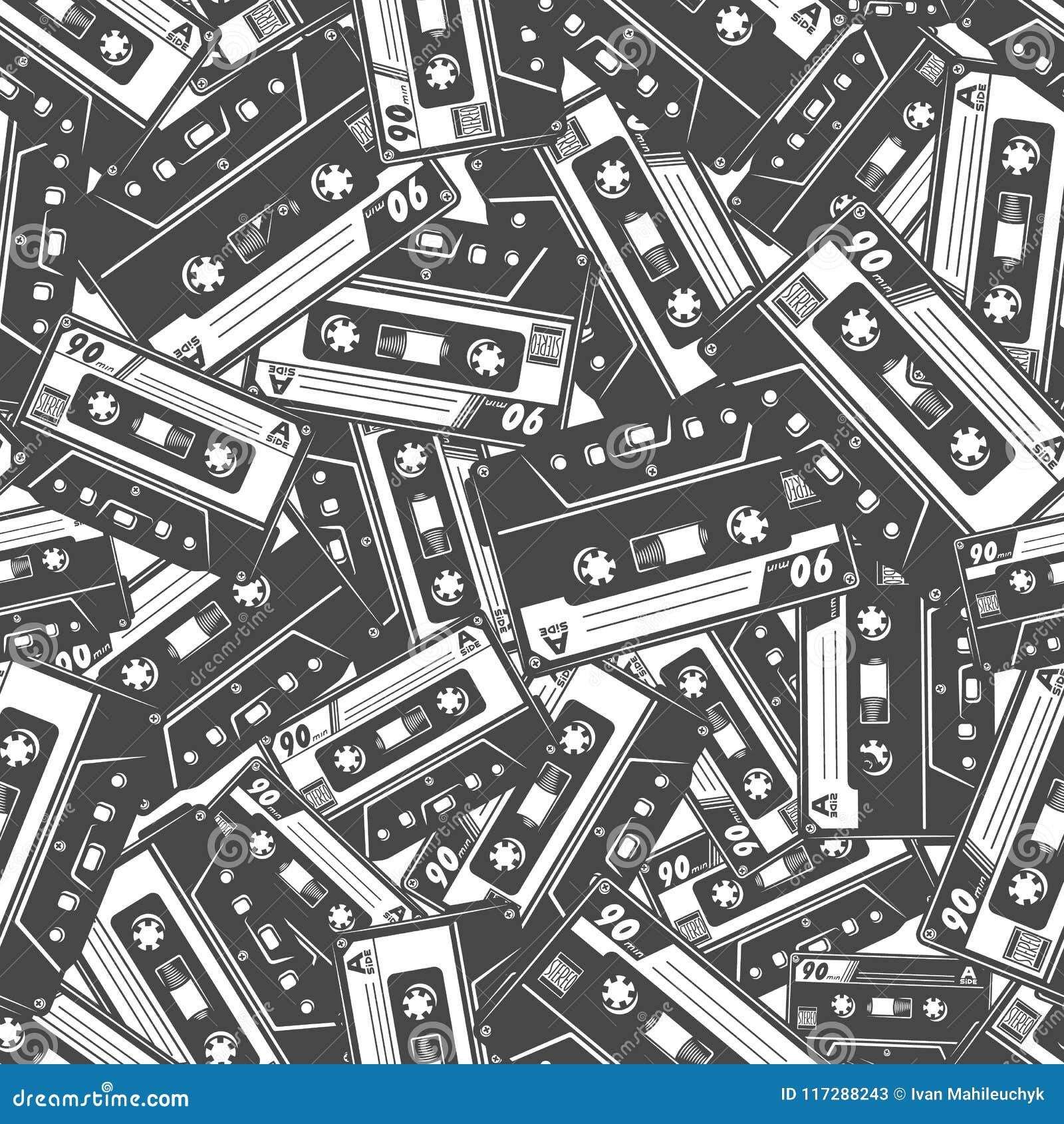 cassette tape seamless pattern