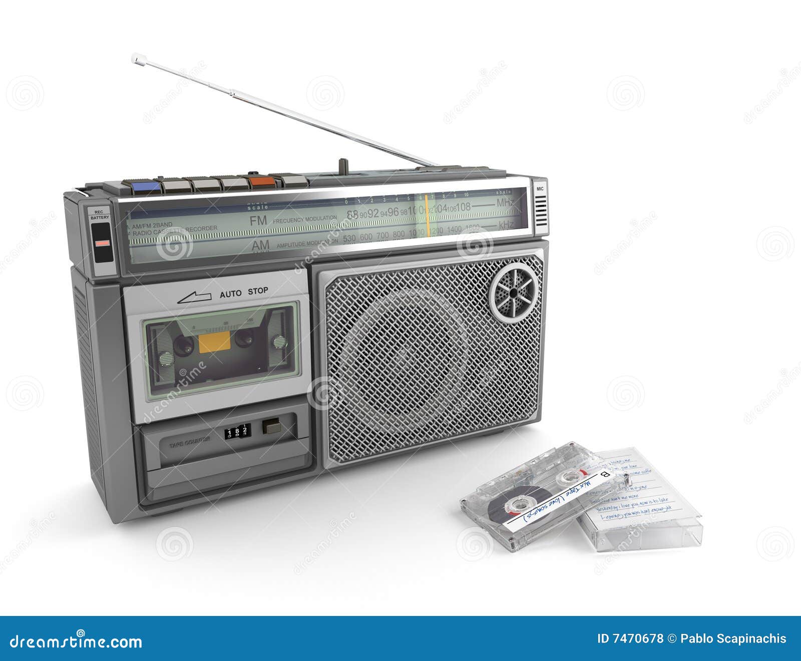 Cassette y cinta de radio stock de ilustración. Ilustración de mezcla -  7470678