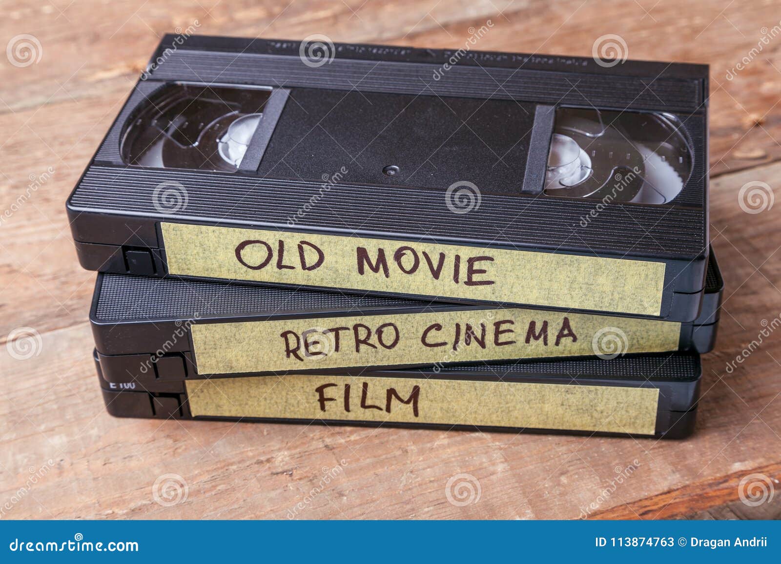 Cassettes VHS with Old Films on Wooden Boards Stock Image - Image of  cassette, record: 113874763