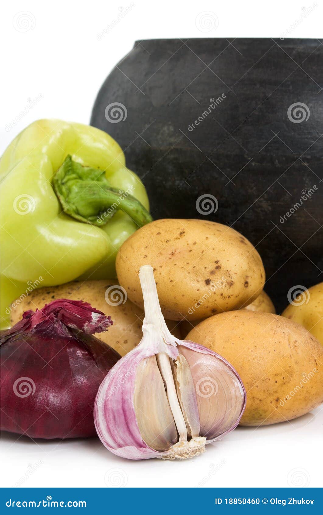 Cast Iron Pot and Vegetables Stock Photo Image of used, household