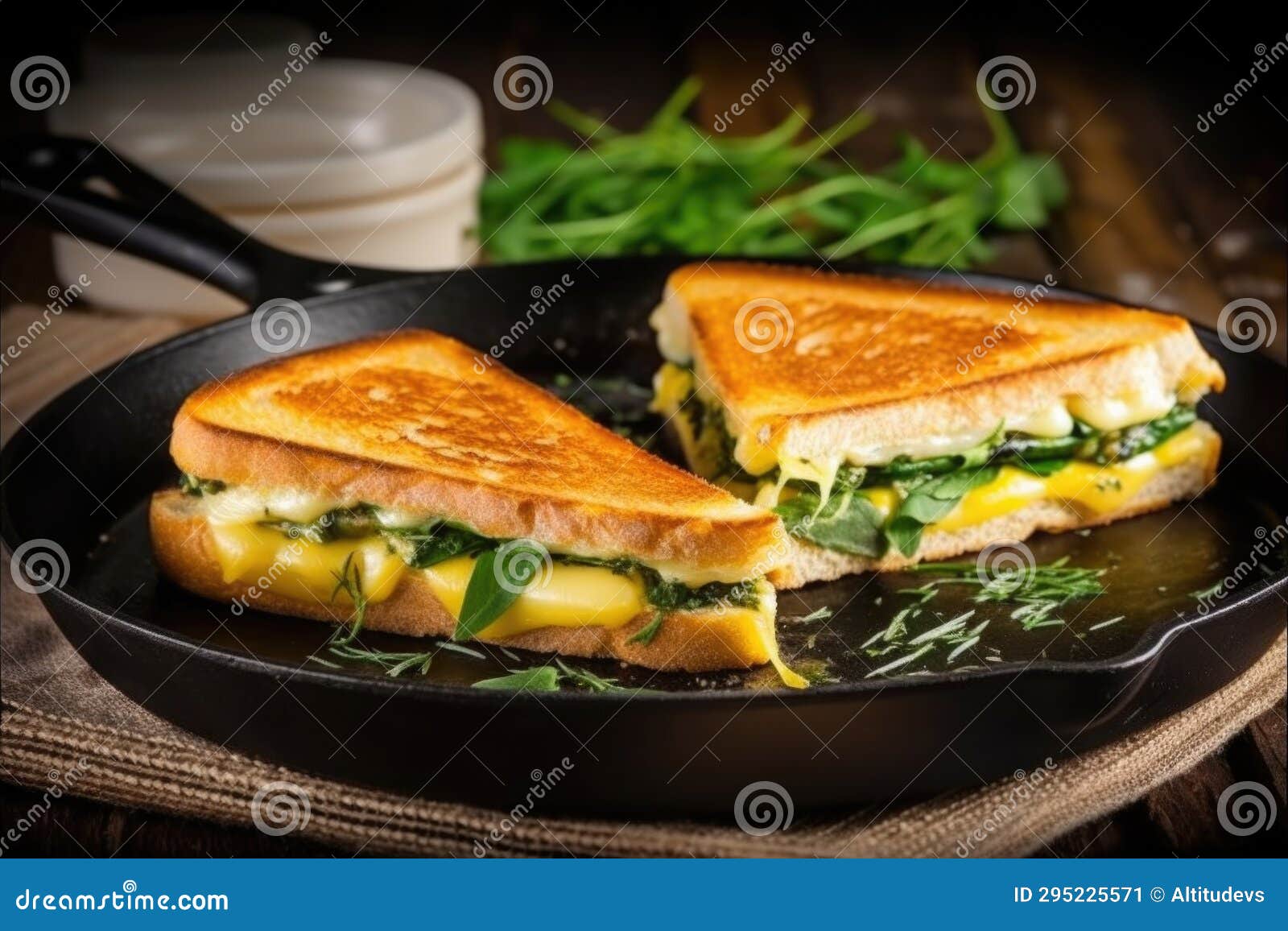 Cast Iron Press Placed on Golden Brown Grilled Sandwich Stock Image