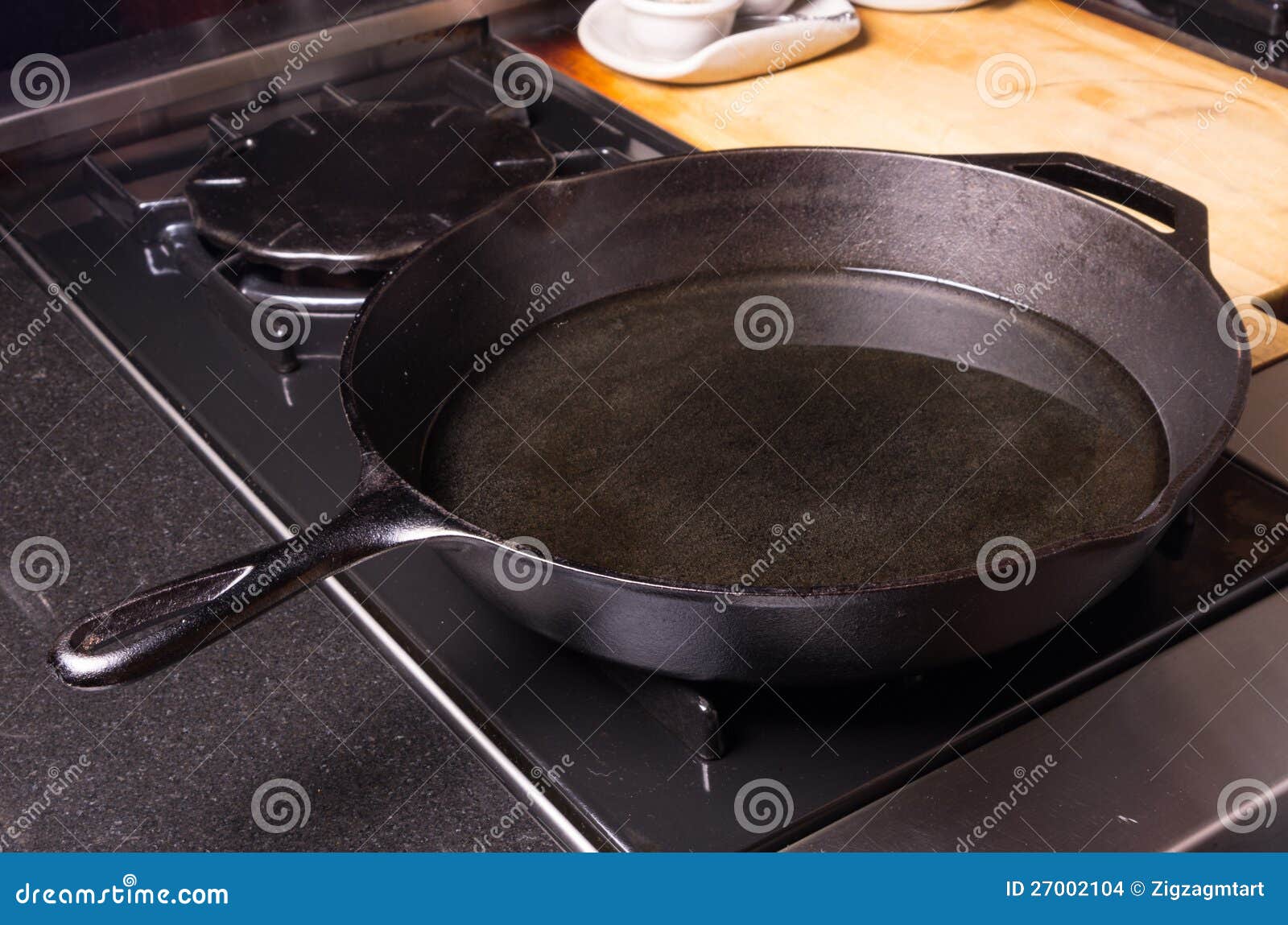 cast iron skillet or fry pan on stove