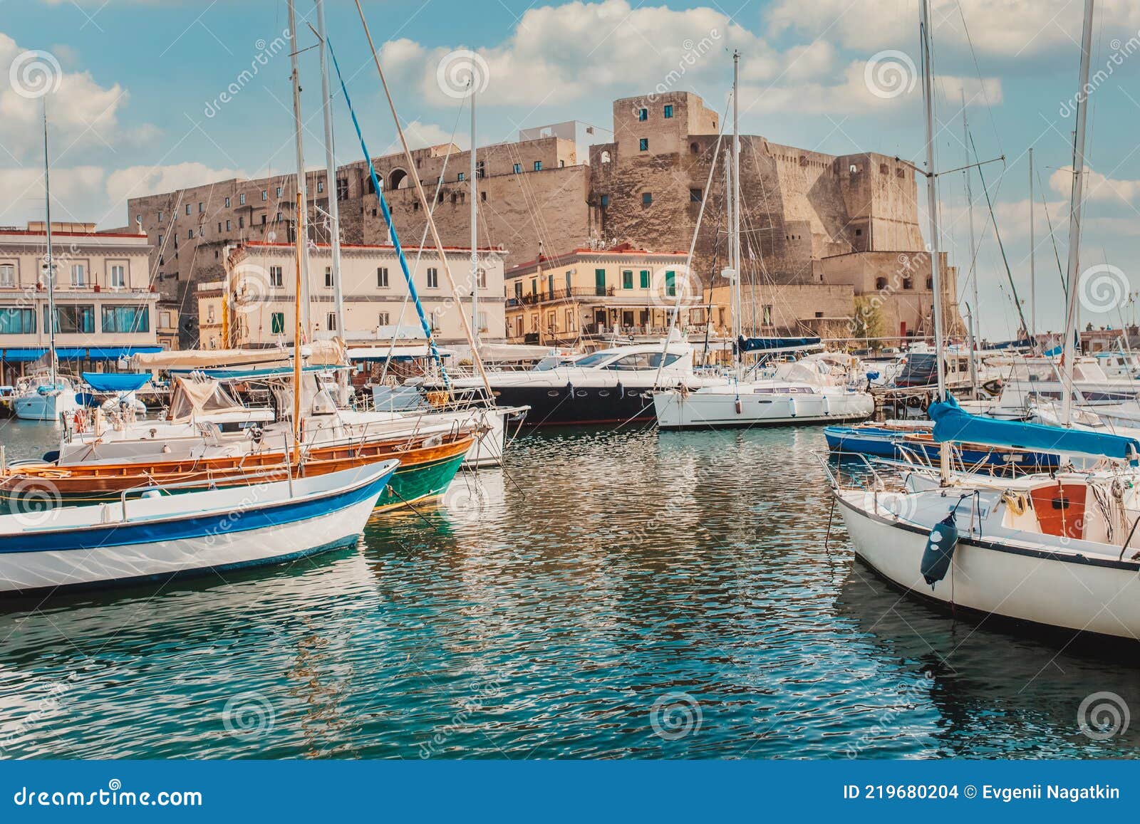 castel dell`ovo or egg castle a medieval fortress located in the gulf of naples.